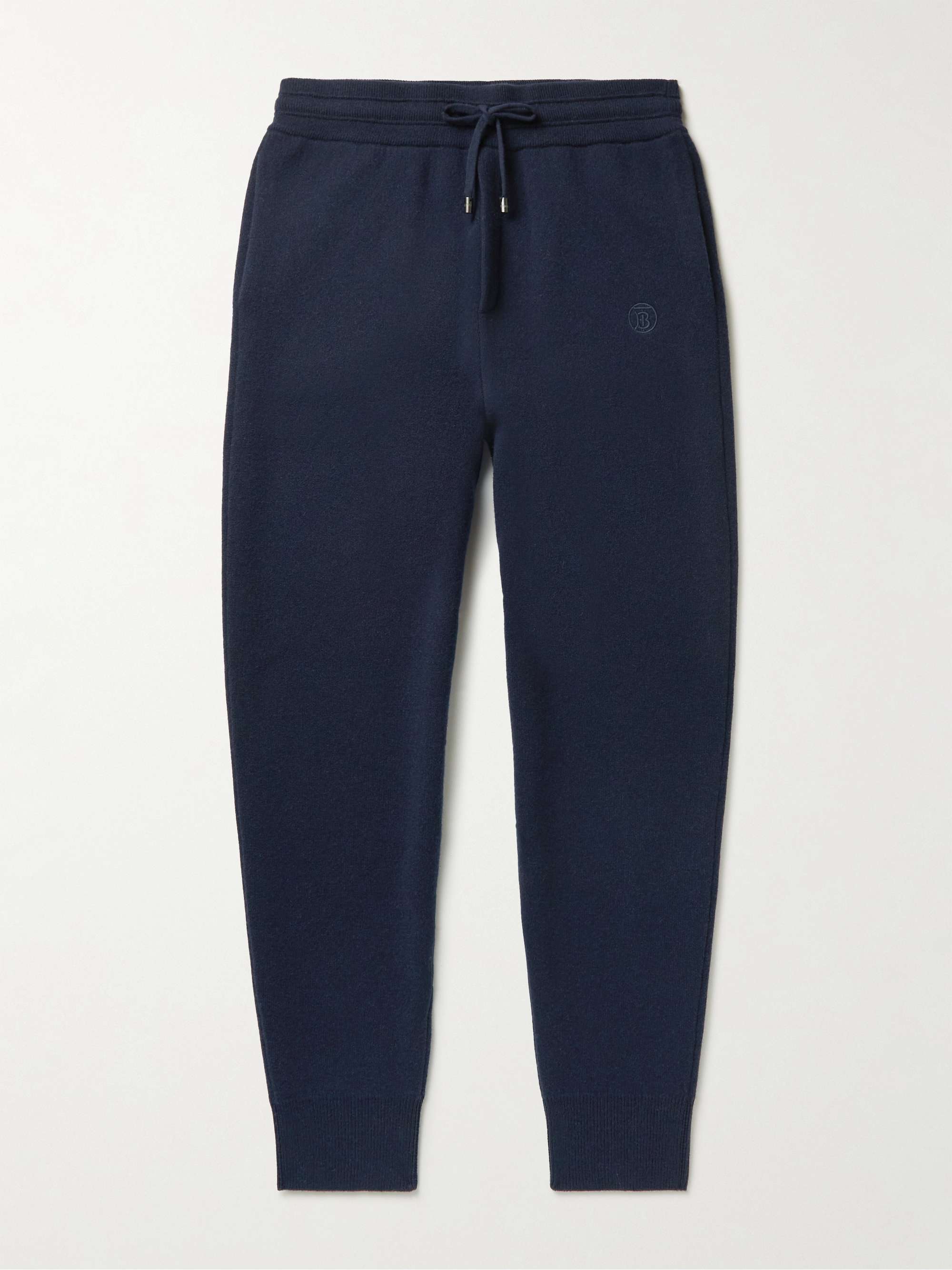 BURBERRY Tapered Logo-Embroidered Cashmere-Blend Sweatpants for Men | MR  PORTER