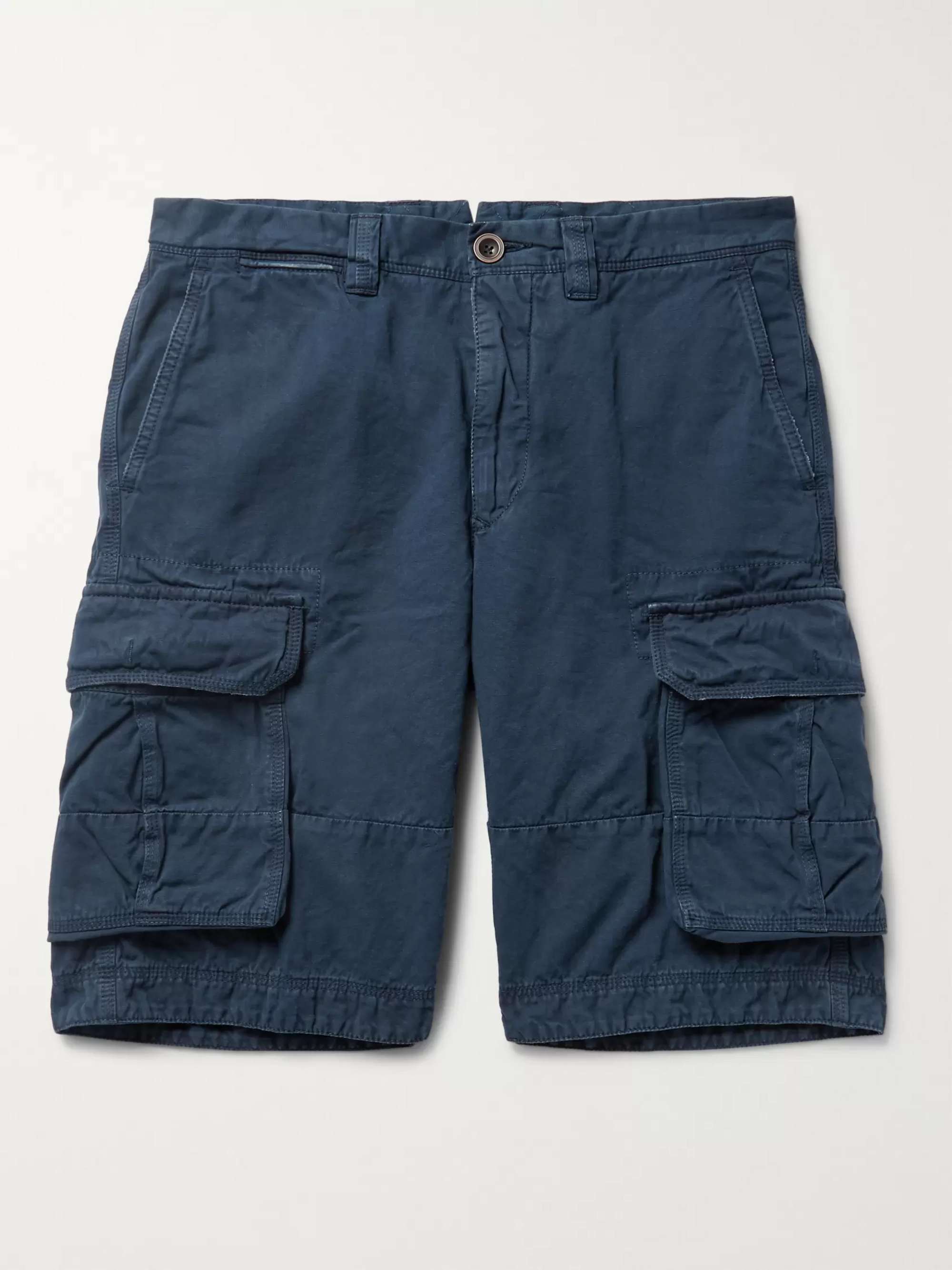 INCOTEX Washed Cotton and Linen-Blend Cargo Shorts for Men | MR PORTER