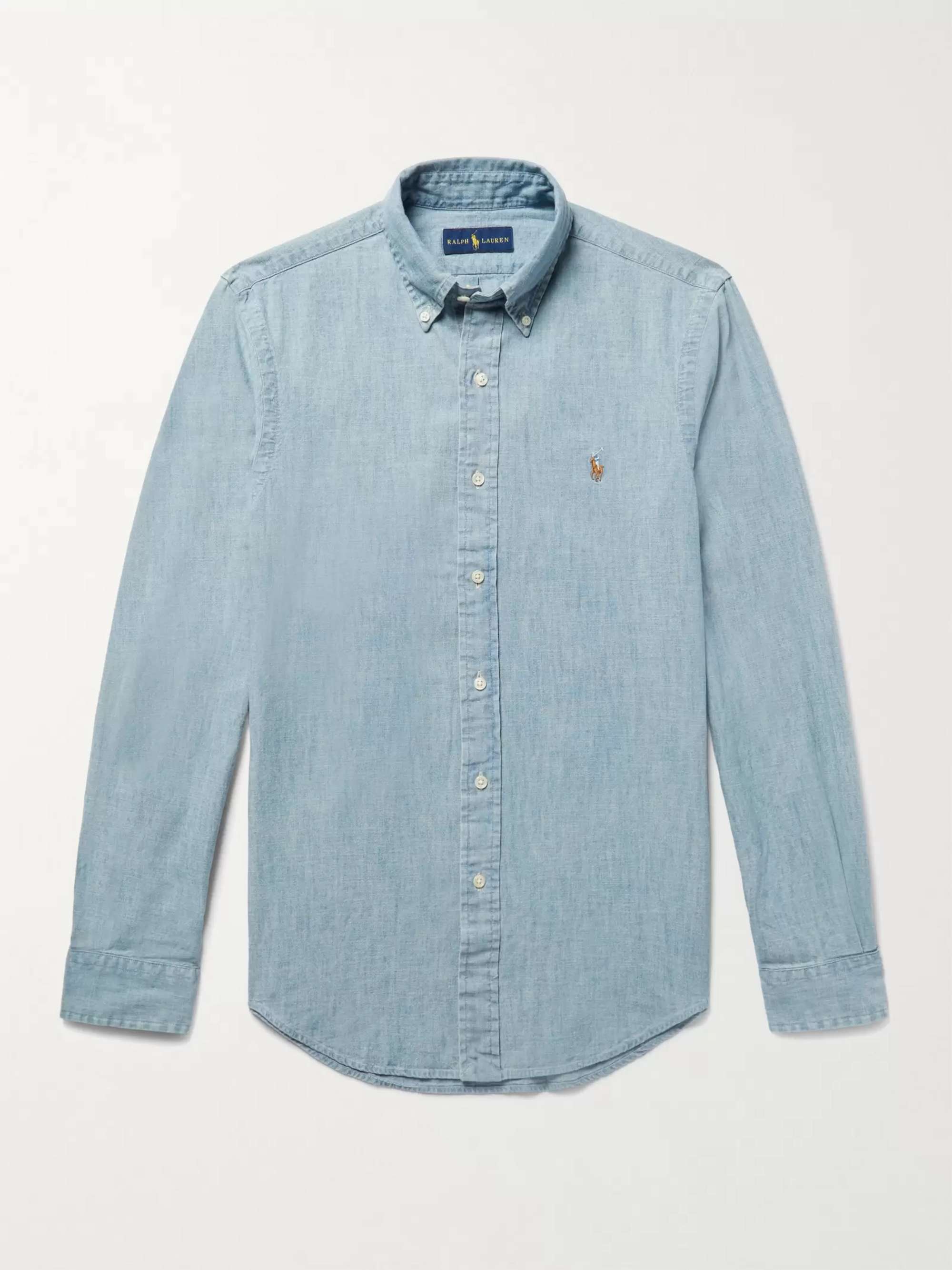 POLO RALPH LAUREN Slim-Fit Washed Cotton-Chambray Shirt for Men | MR PORTER