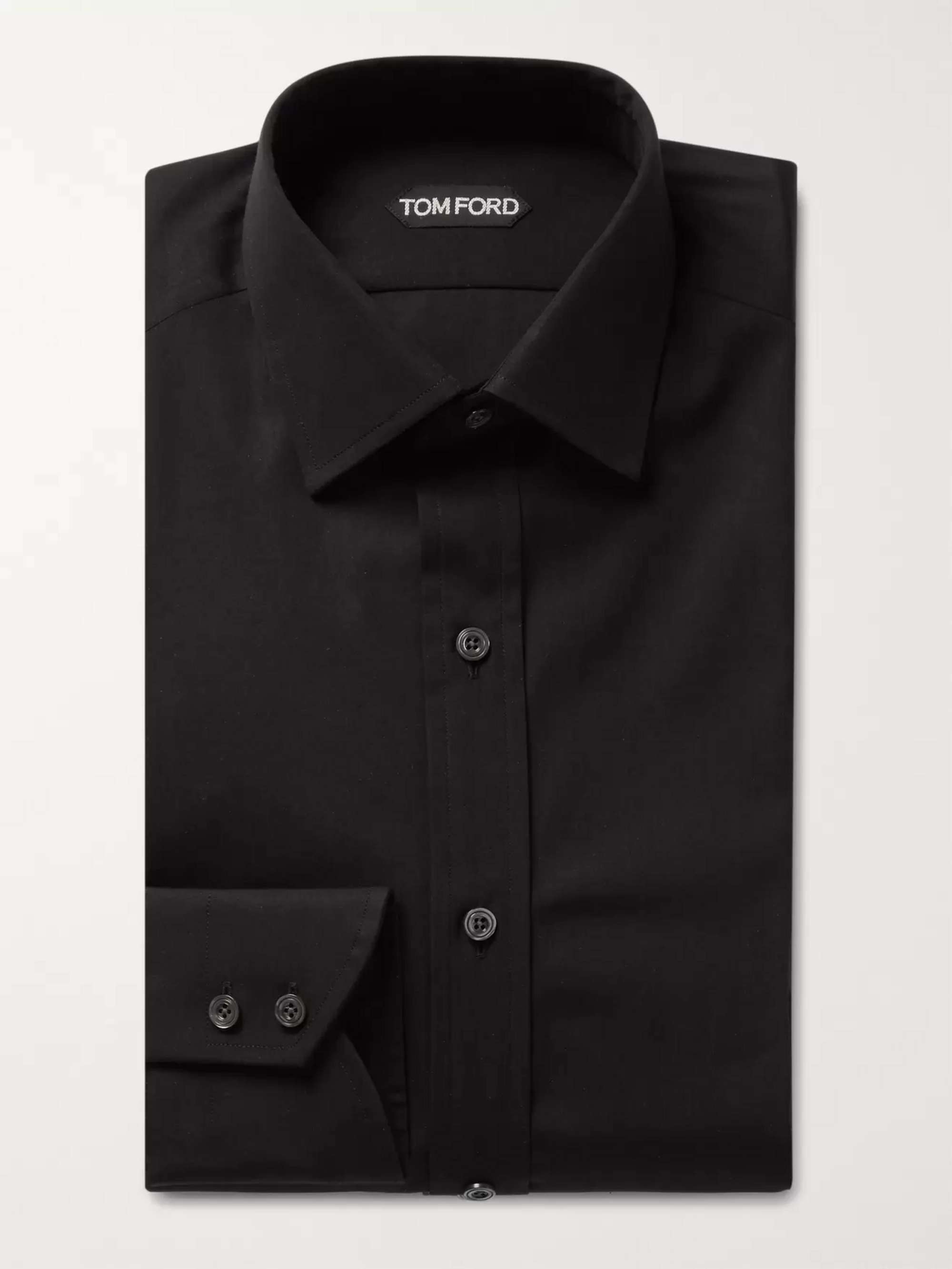 TOM FORD Black Slim-Fit Cotton-Poplin Shirt for Men | MR PORTER