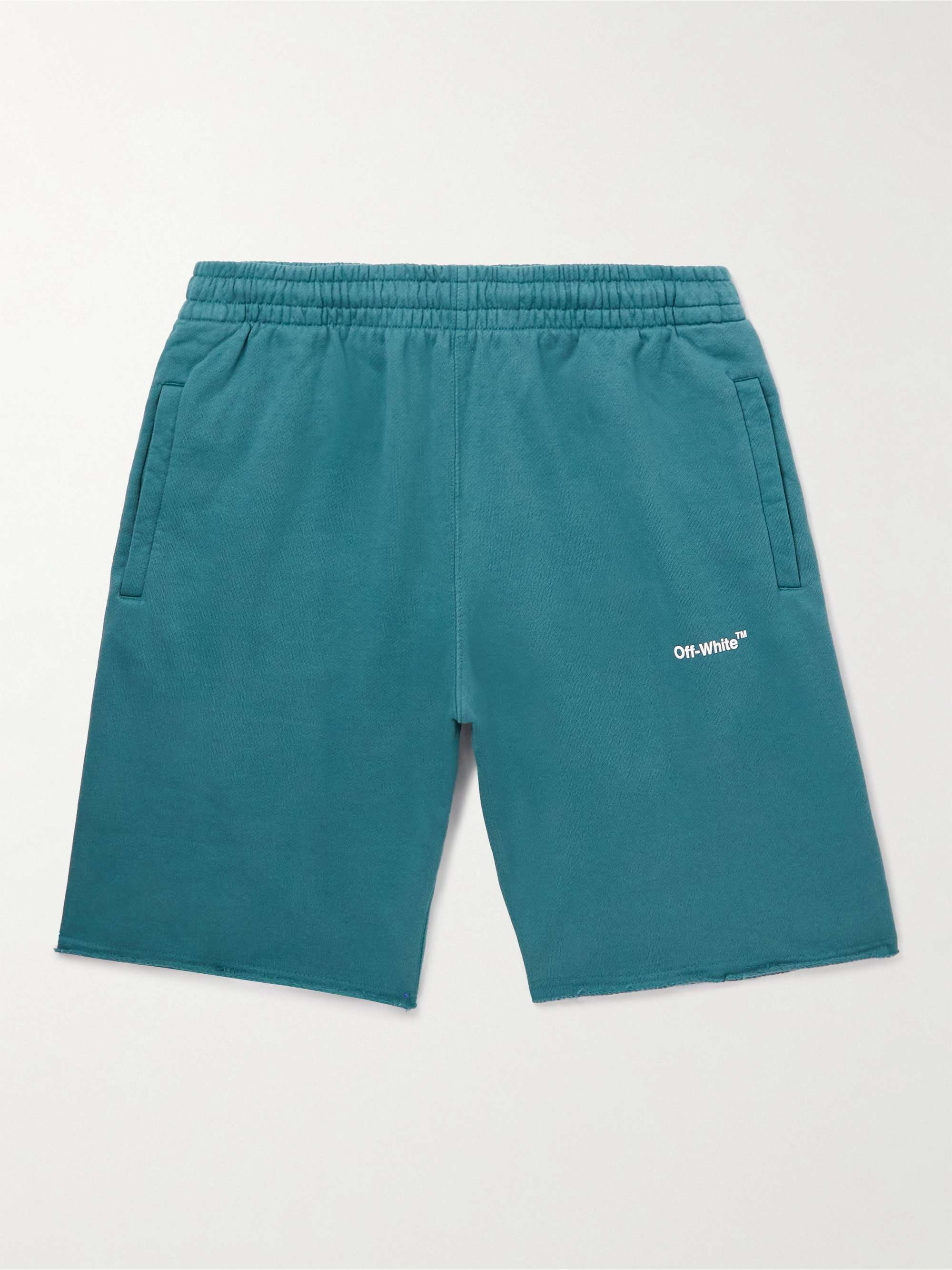 OFF-WHITE Straight-Leg Logo-Print Cotton-Jersey Shorts for Men | MR PORTER