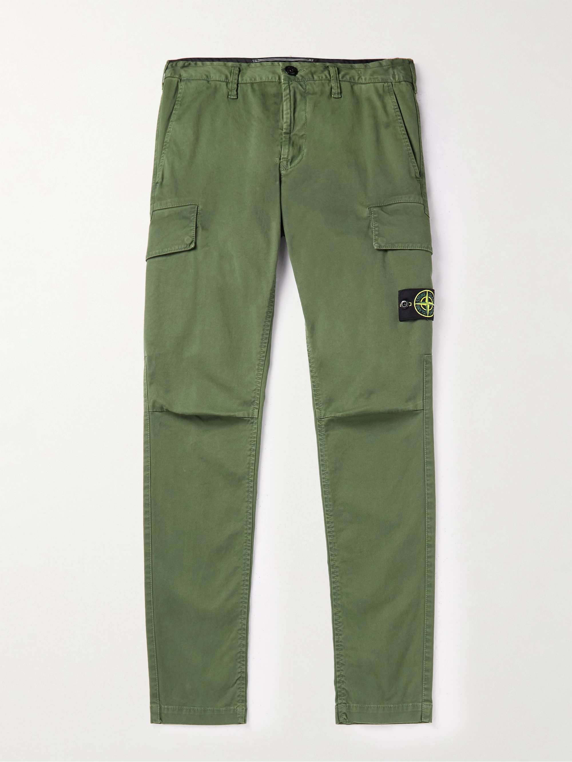 STONE ISLAND Slim-Fit Garment-Dyed Cotton-Blend Twill Cargo Trousers for Men  | MR PORTER