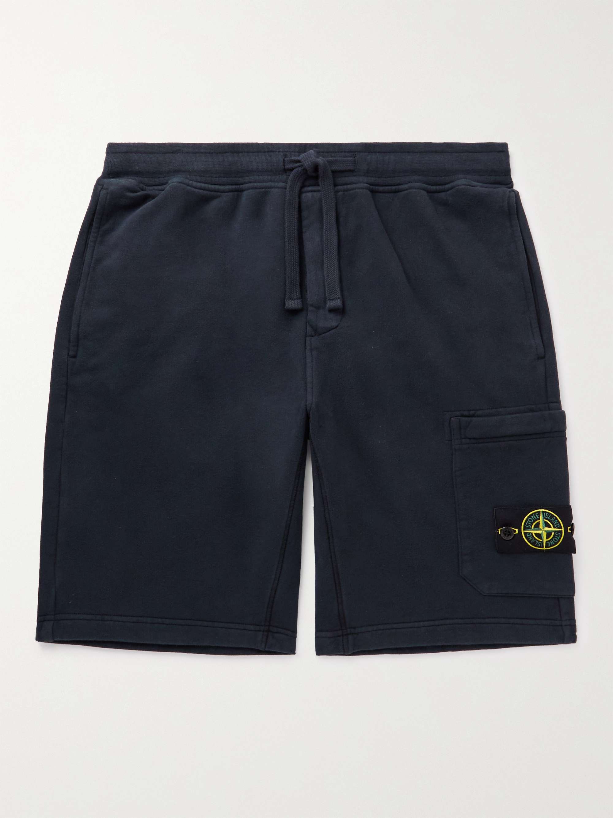 STONE ISLAND Straight-Leg Logo-Appliquéd Cotton-Jersey Drawstring Shorts  for Men | MR PORTER
