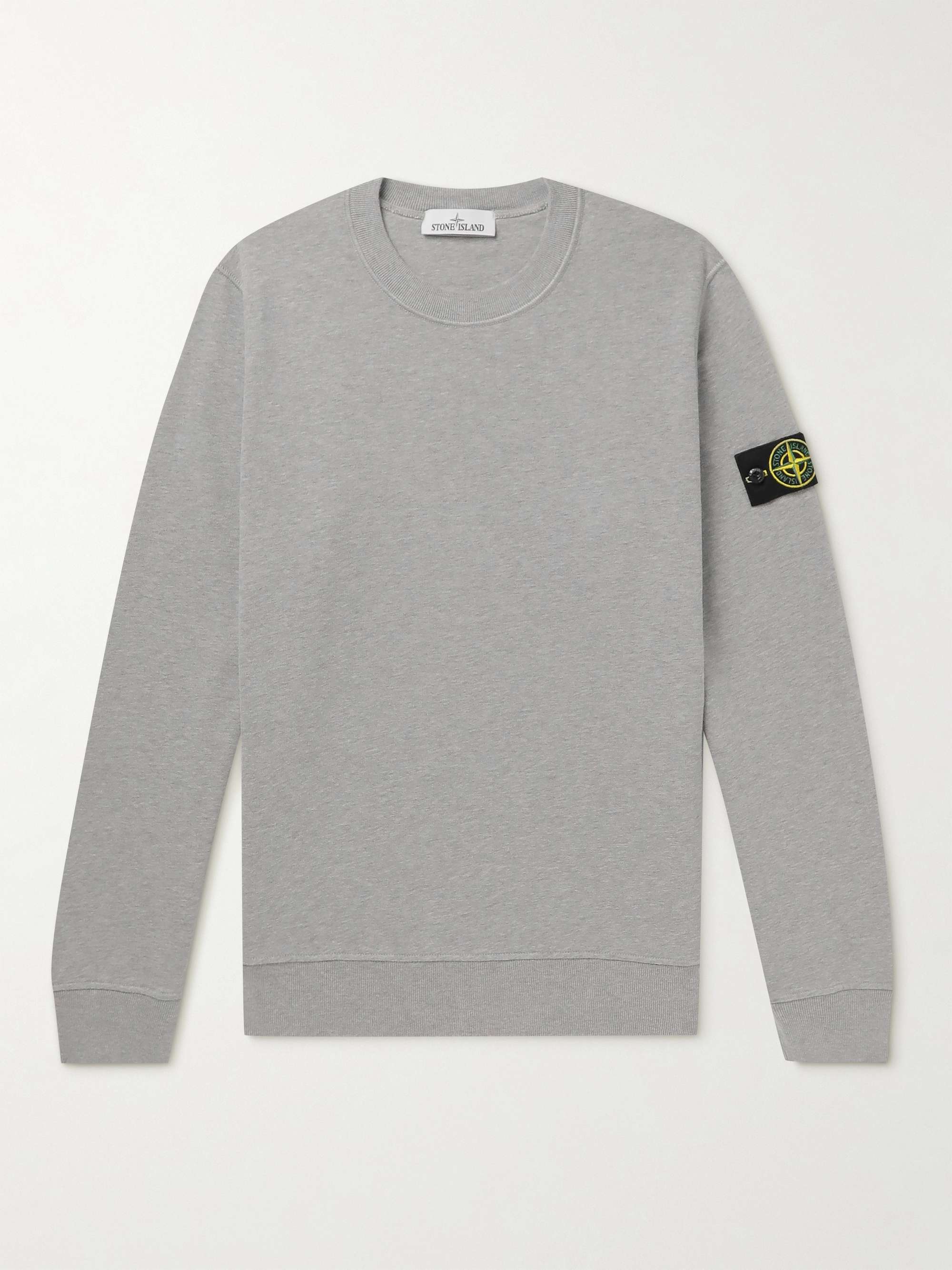 Gray Logo-Appliquéd Cotton-Jersey Sweatshirt | STONE ISLAND | MR PORTER