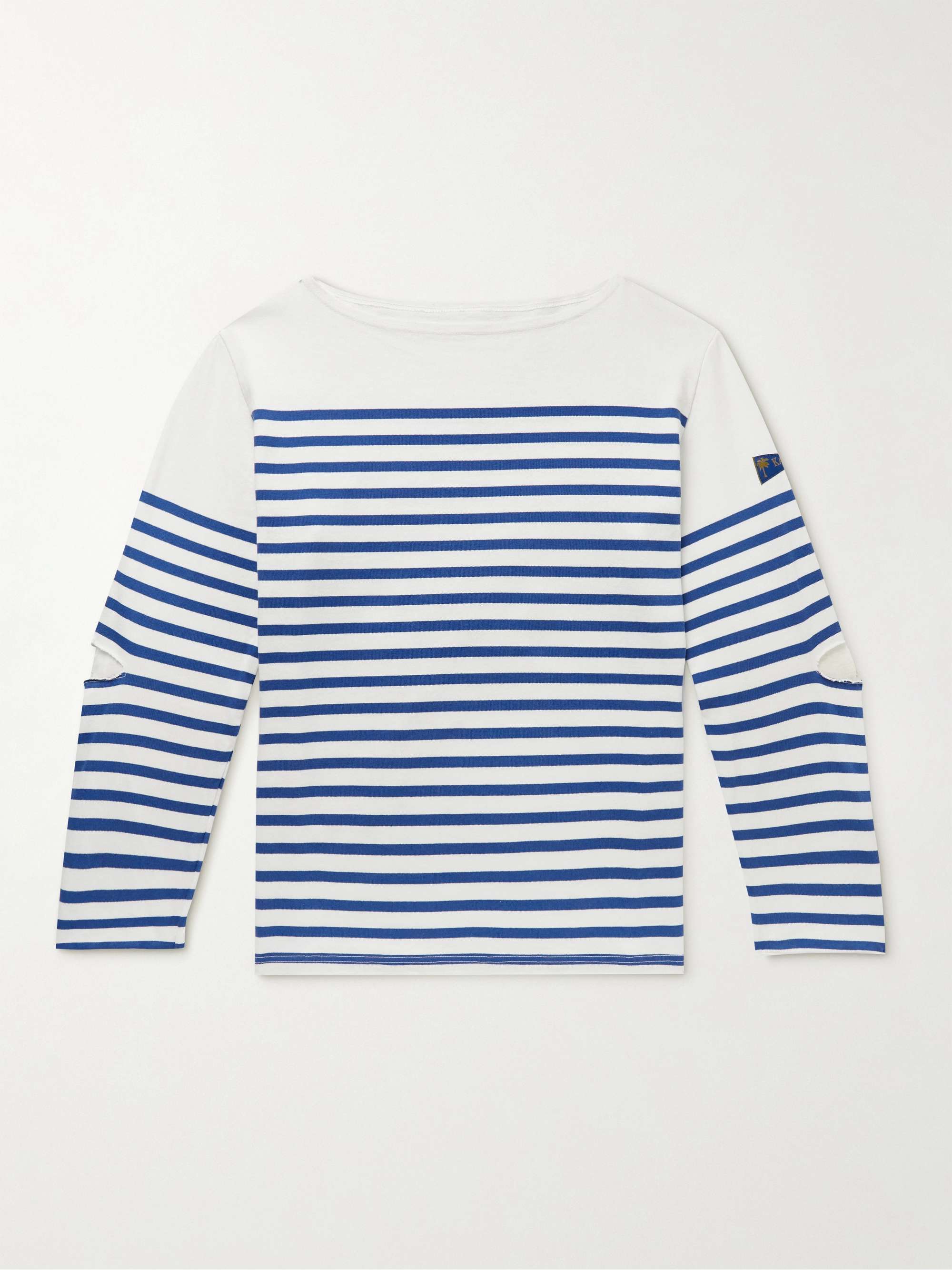 KAPITAL Distressed Striped Cotton-Jersey T-Shirt | MR PORTER