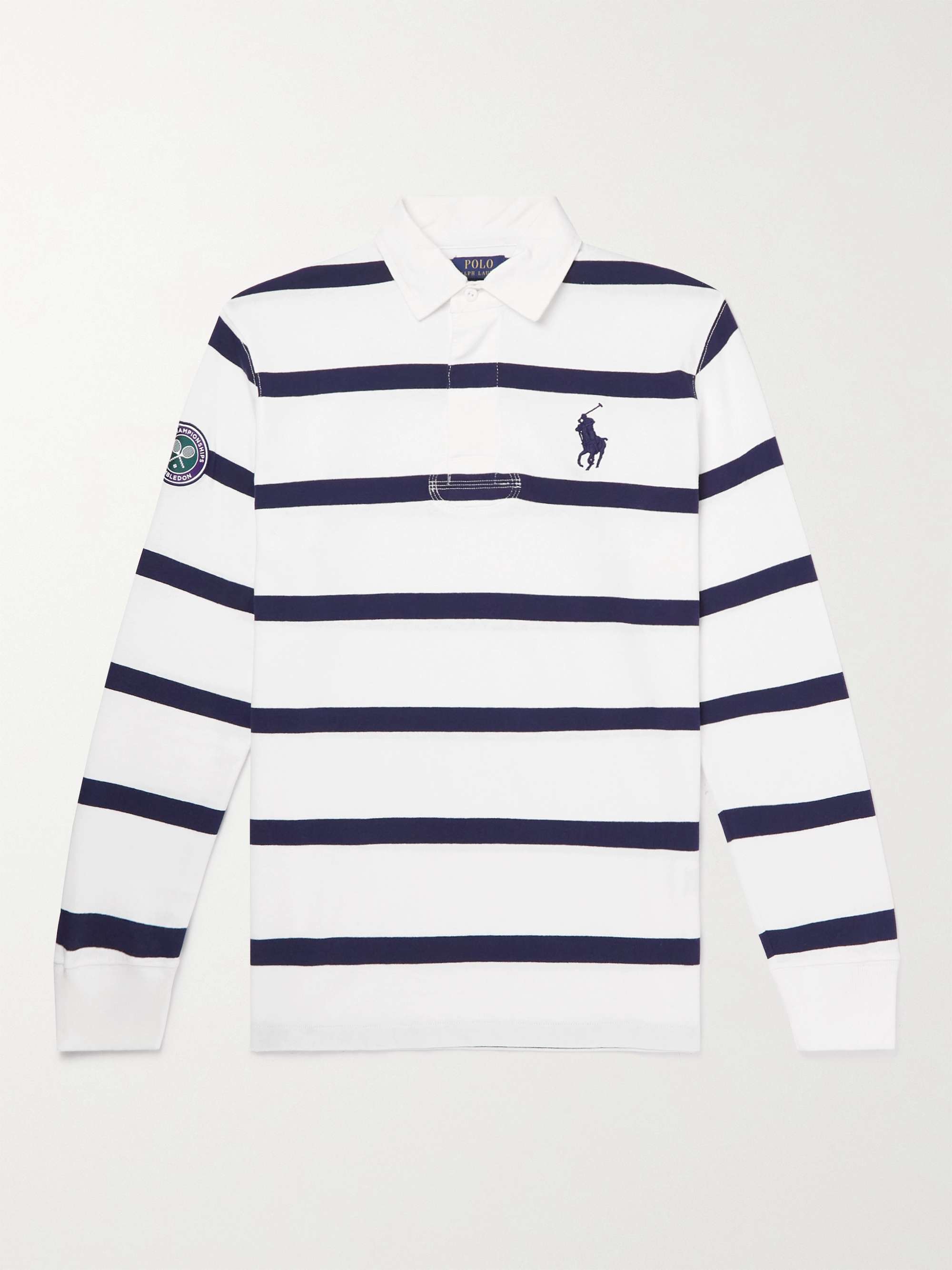 POLO RALPH LAUREN Wimbledon Logo-Embroidered Striped Cotton-Jersey Polo  Shirt for Men | MR PORTER