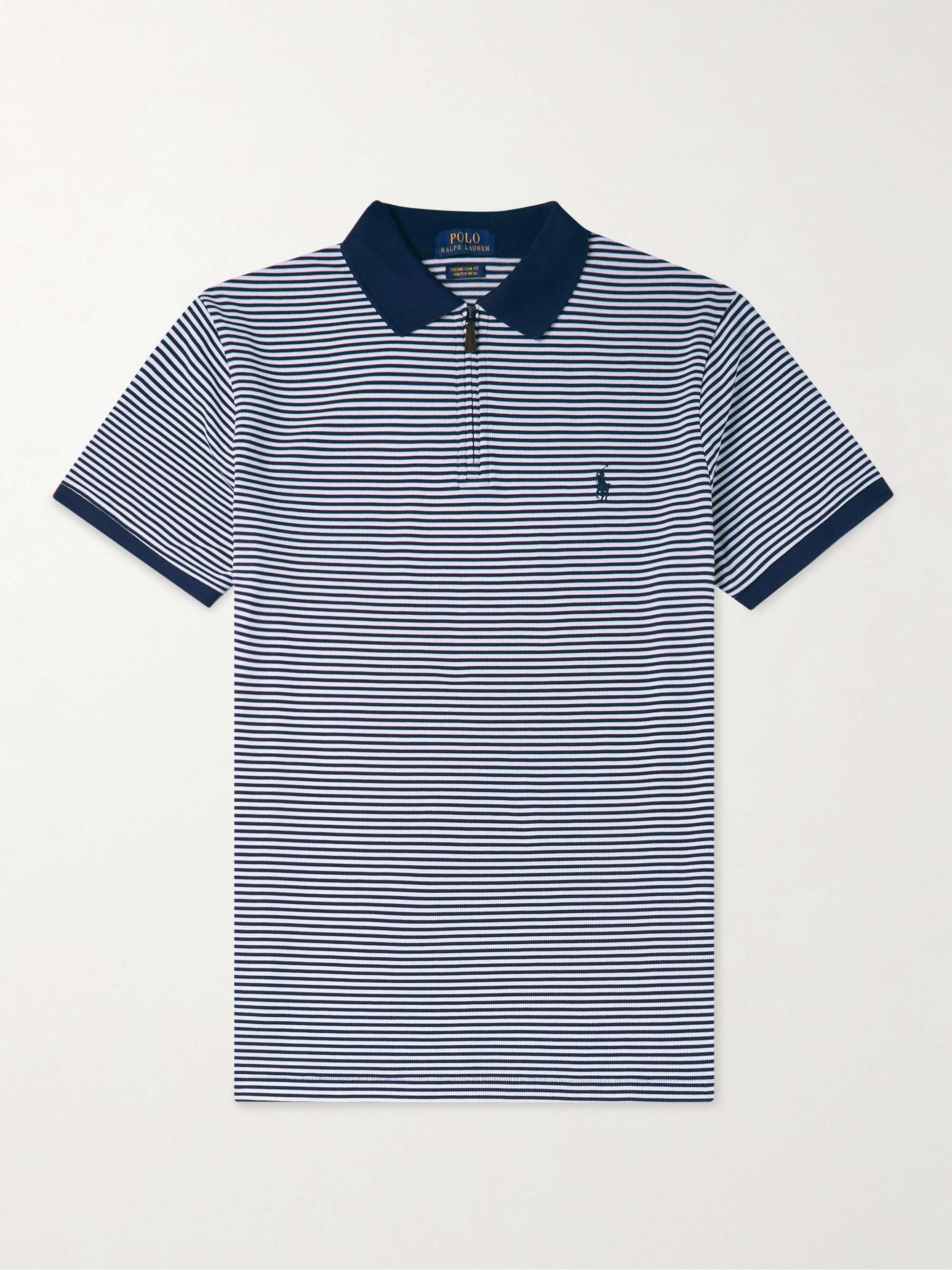 POLO RALPH LAUREN Slim-Fit Striped Cotton-Piqué Half-Zip Polo Shirt | MR  PORTER