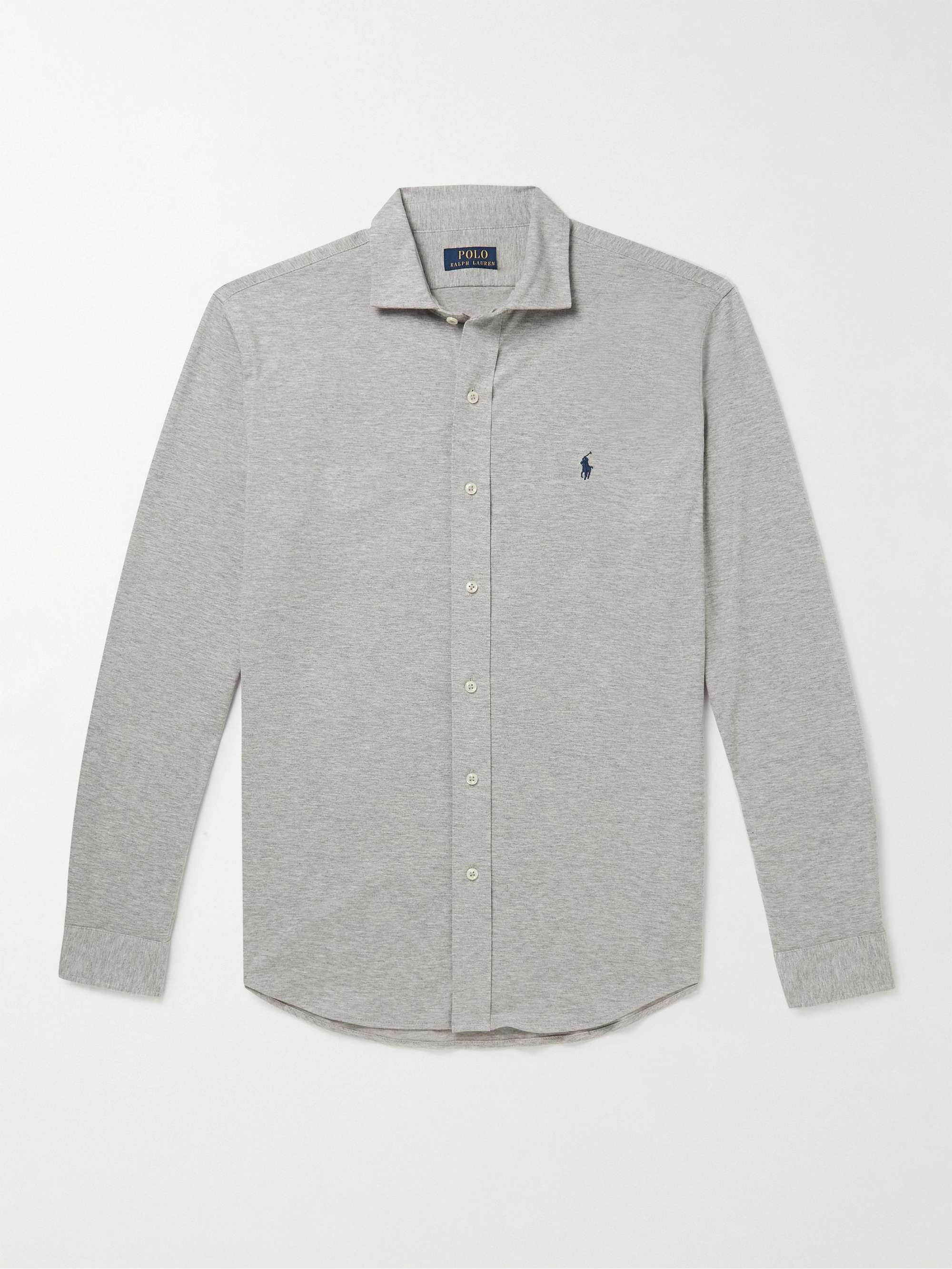 POLO RALPH LAUREN Cutaway-Collar Logo-Embroidered Cotton-Jersey Shirt for  Men | MR PORTER
