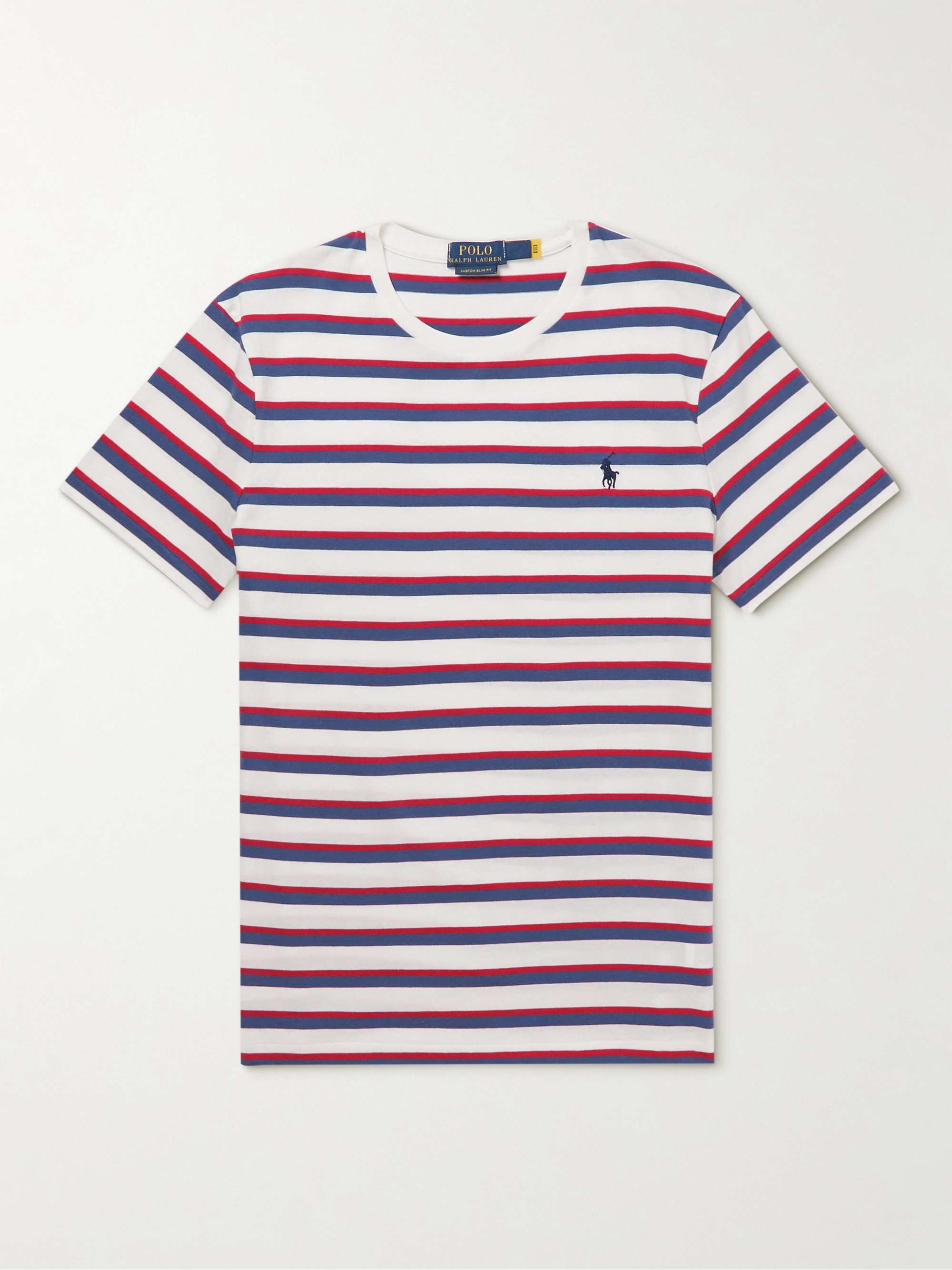 POLO RALPH LAUREN Logo-Embroidered Striped Cotton-Jersey T-Shirt | MR PORTER