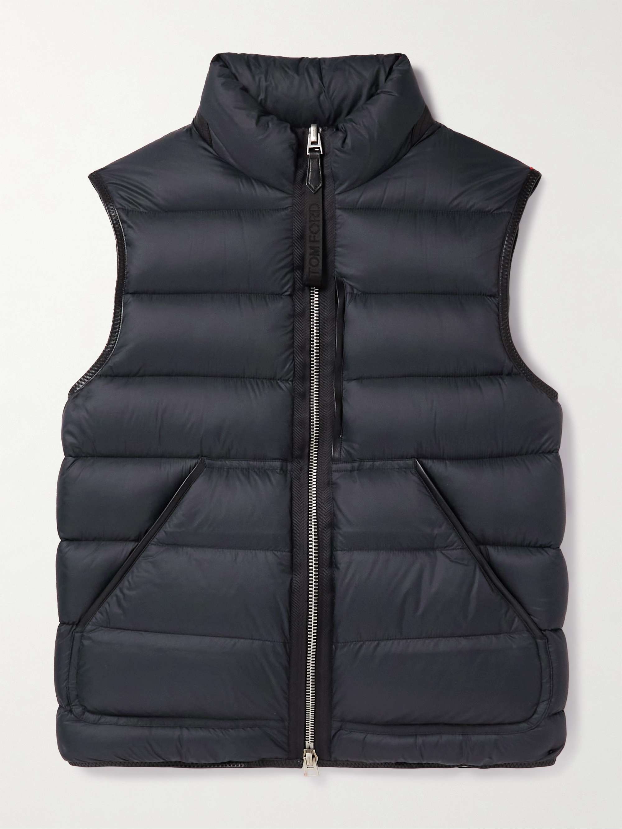 TOM FORD Slim-Fit Leather-Trimmed Quilted Shell Down Gilet | MR PORTER
