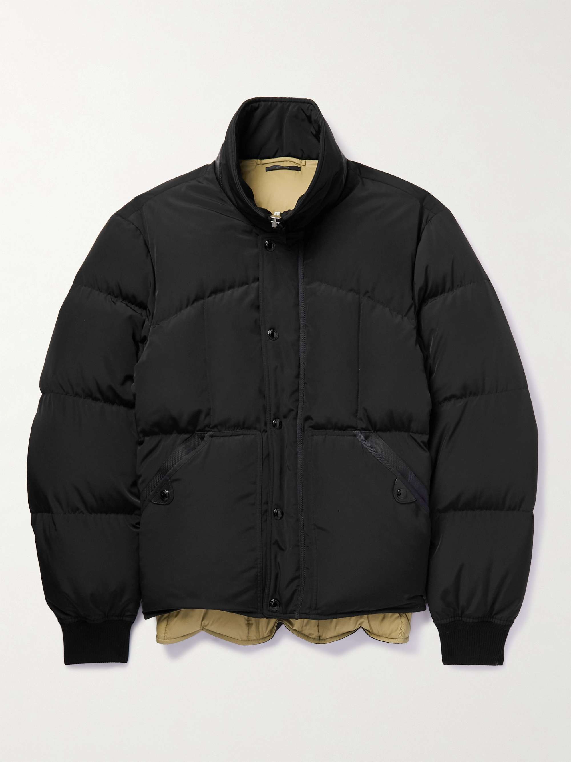 Tom Ford Leather and Webbing-Trimmed Quilted Shell Down Jacket - Men - Black Coats and Jackets - L