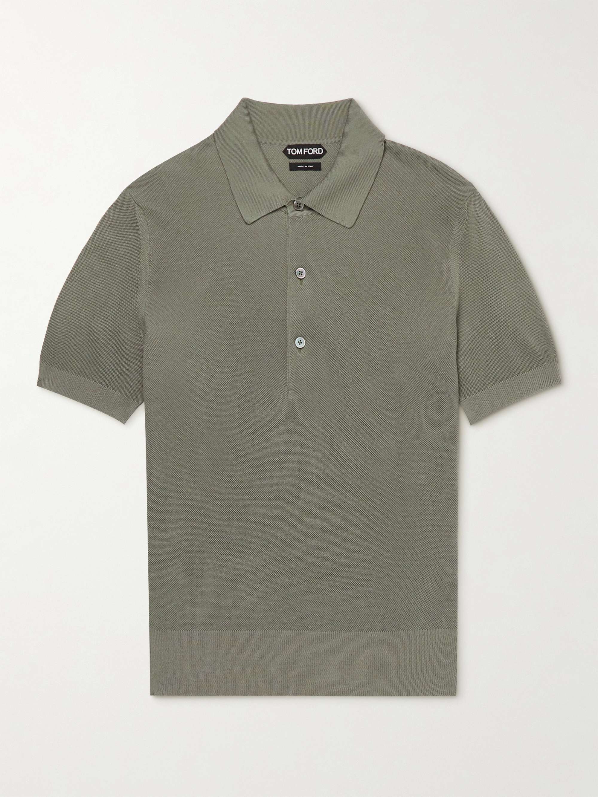 TOM FORD Honeycomb-Knit Silk and Cotton-Blend Polo Shirt for Men | MR PORTER