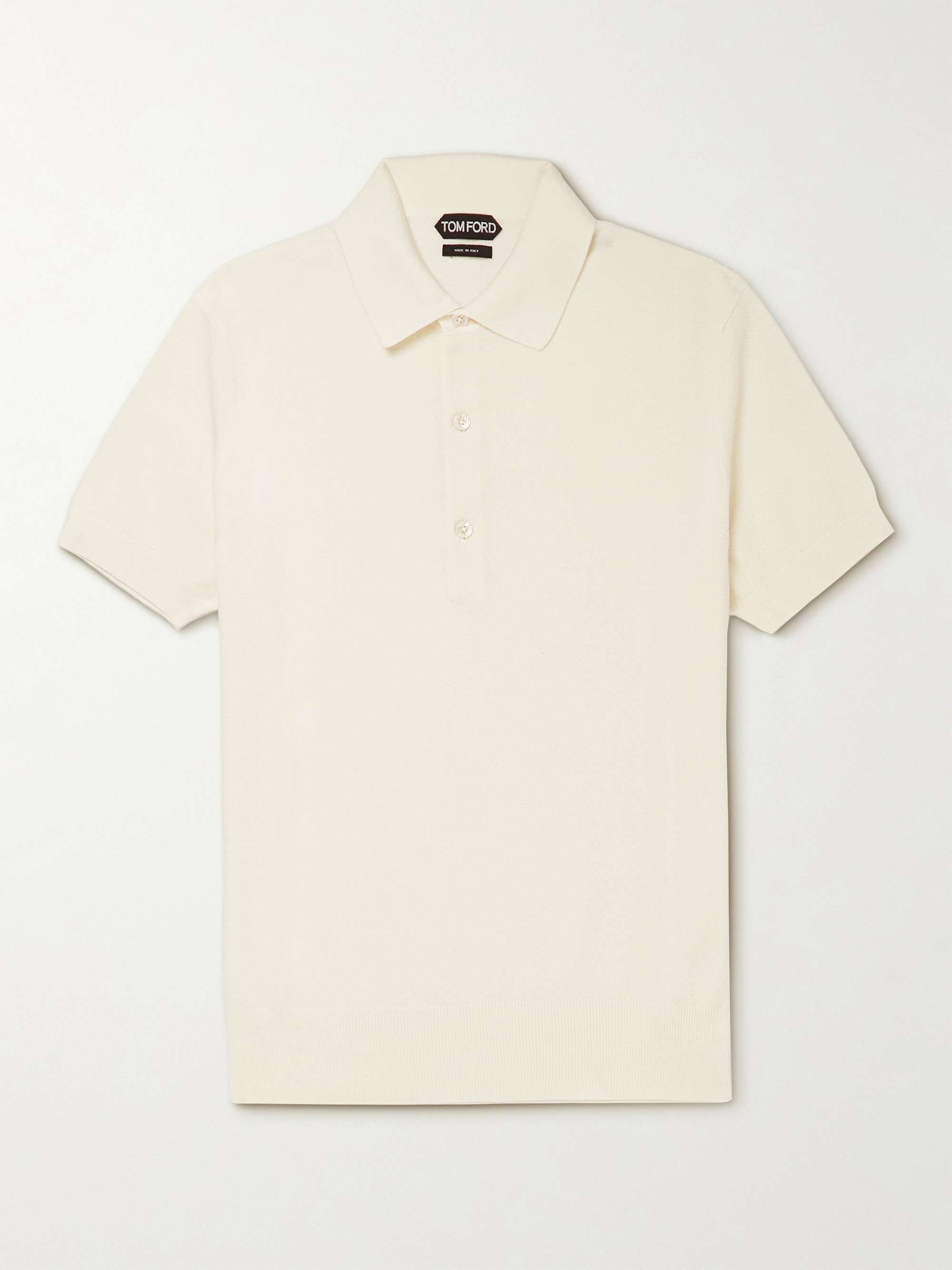 TOM FORD Silk and Cotton-Blend Piquè Polo Shirt | MR PORTER