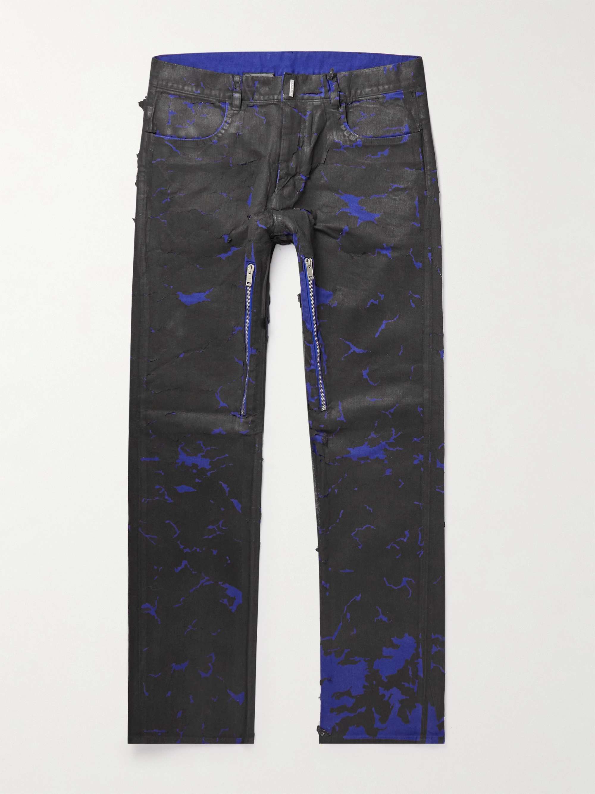 GIVENCHY Slim-Fit Zip-Detailed Distressed Jeans for Men | MR PORTER