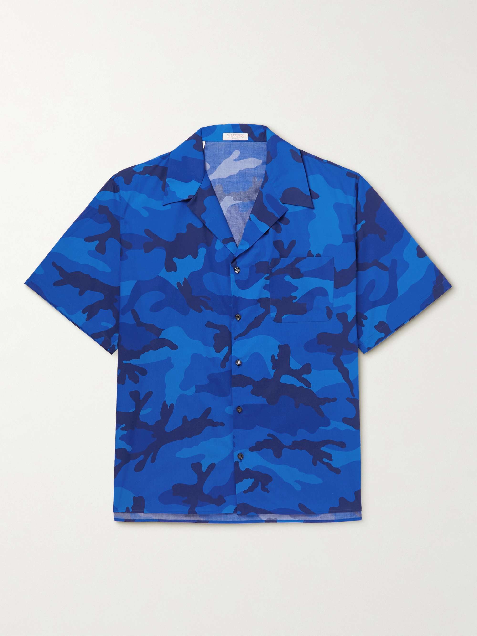 VALENTINO GARAVANI Camp-Collar Camouflage-Print Cotton-Poplin Shirt for Men  | MR PORTER