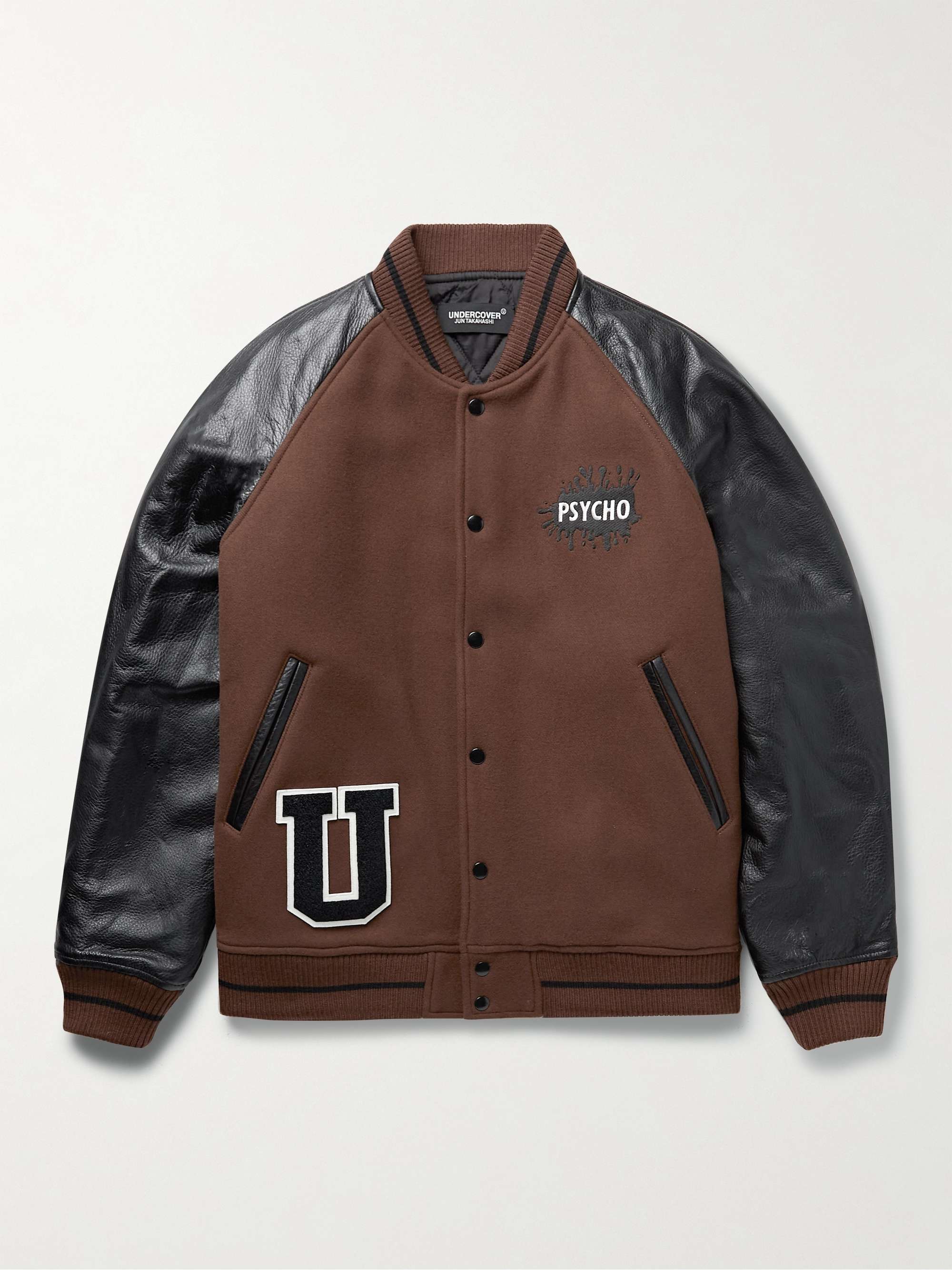 UNDERCOVER Appliquéd Wool-Blend Felt and Leather Varsity Jacket for Men |  MR PORTER