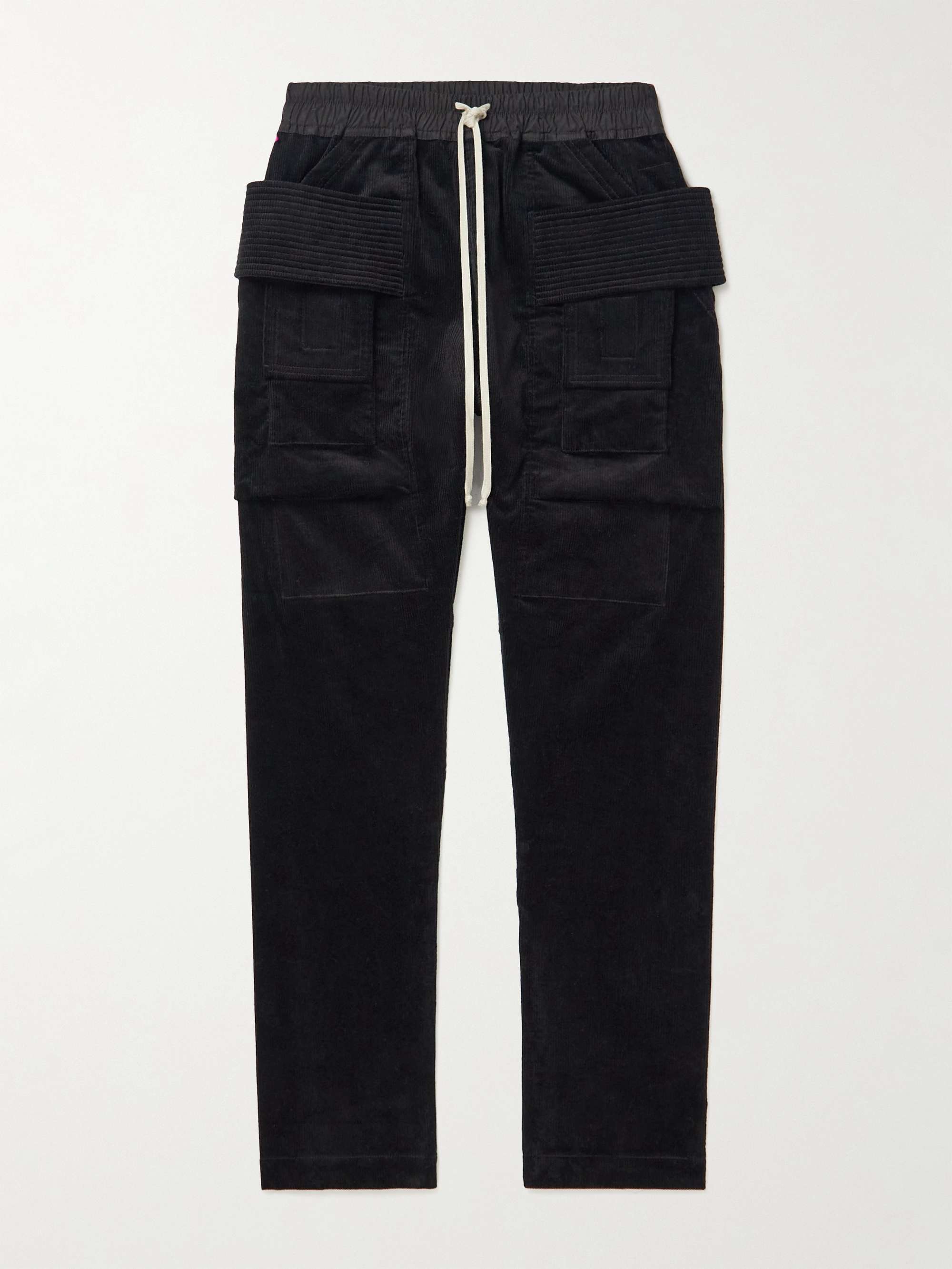 DRKSHDW BY RICK OWENS Creatch Tapered Stretch-Cotton Corduroy Drawstring Cargo  Trousers | MR PORTER