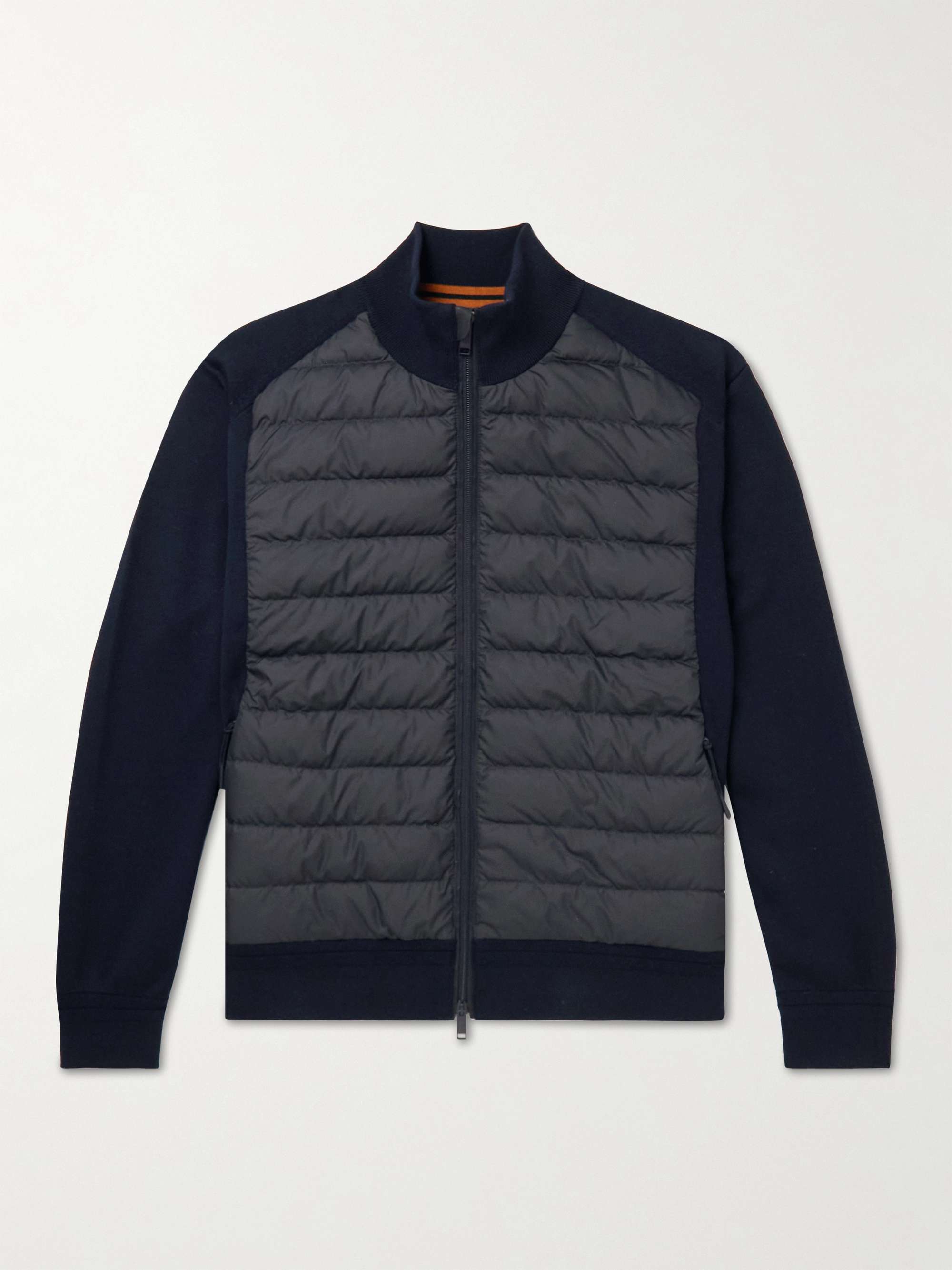 ZEGNA Leather-Trimmed Quilted Shell-Panelled Wool Jacket | MR PORTER