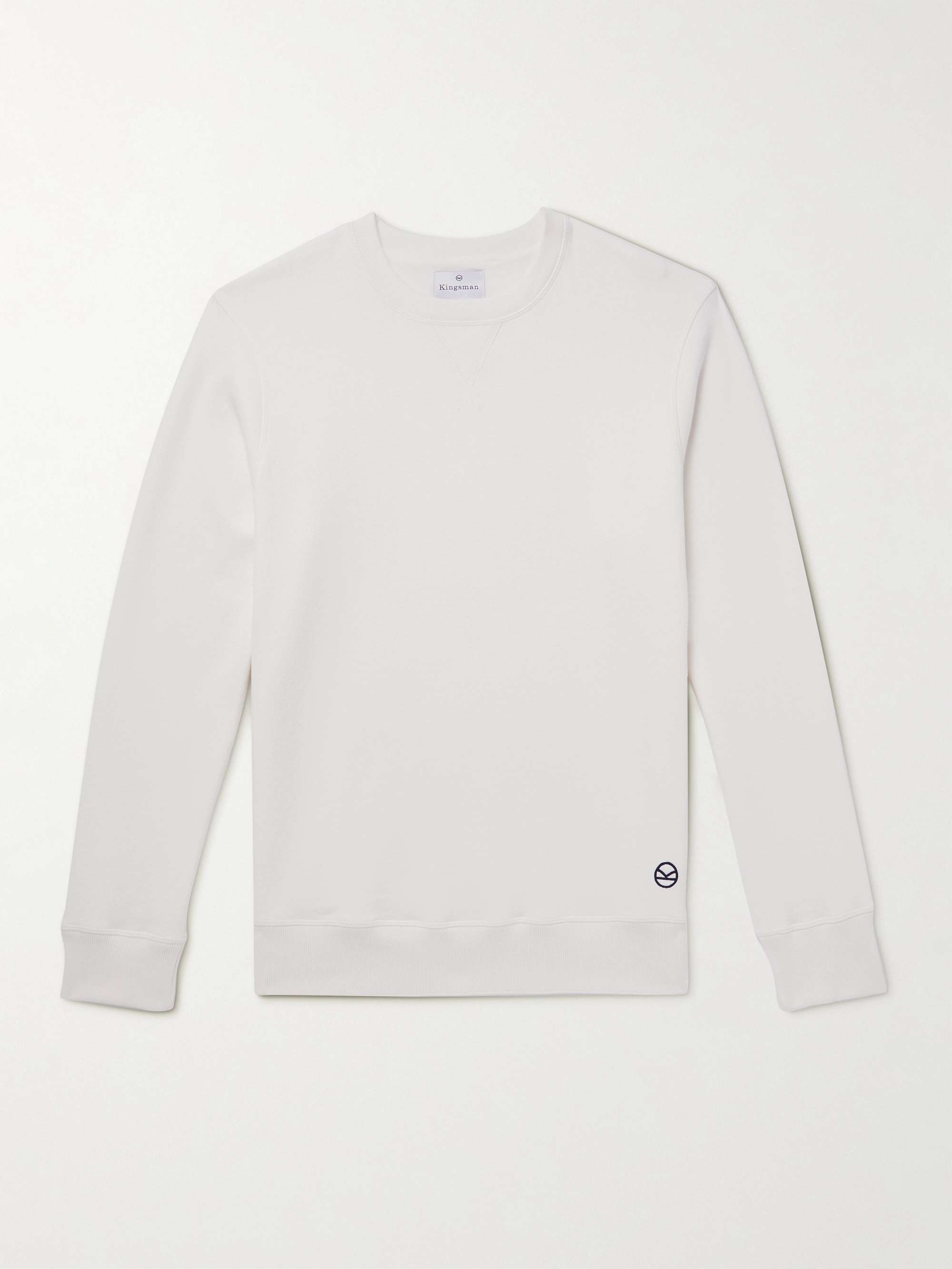 KINGSMAN Logo-Embroidered Cotton and Cashmere-Blend Jersey Sweatshirt | MR  PORTER