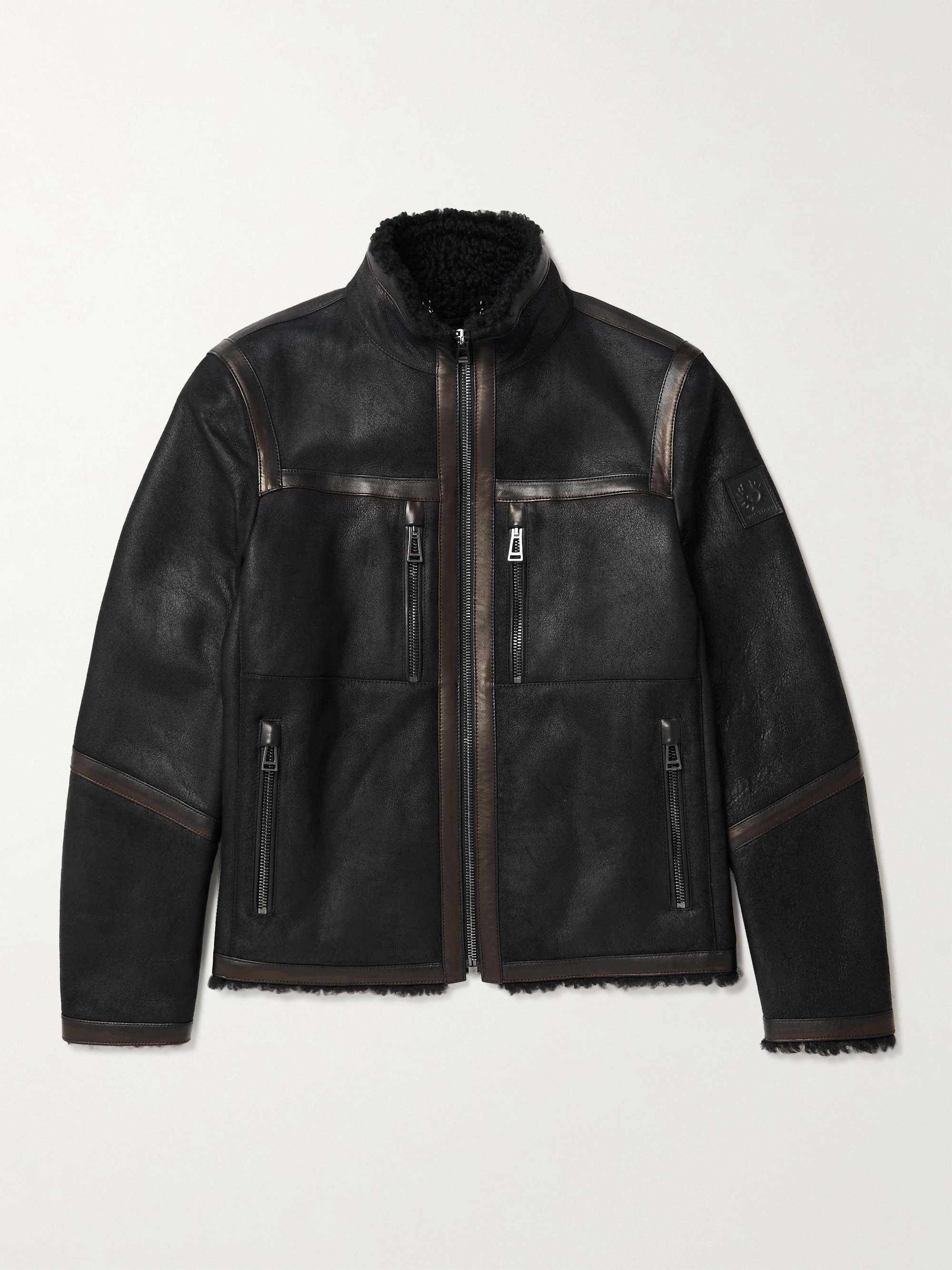 BELSTAFF Tundra Shearling-Trimmed Leather Jacket for Men | MR PORTER