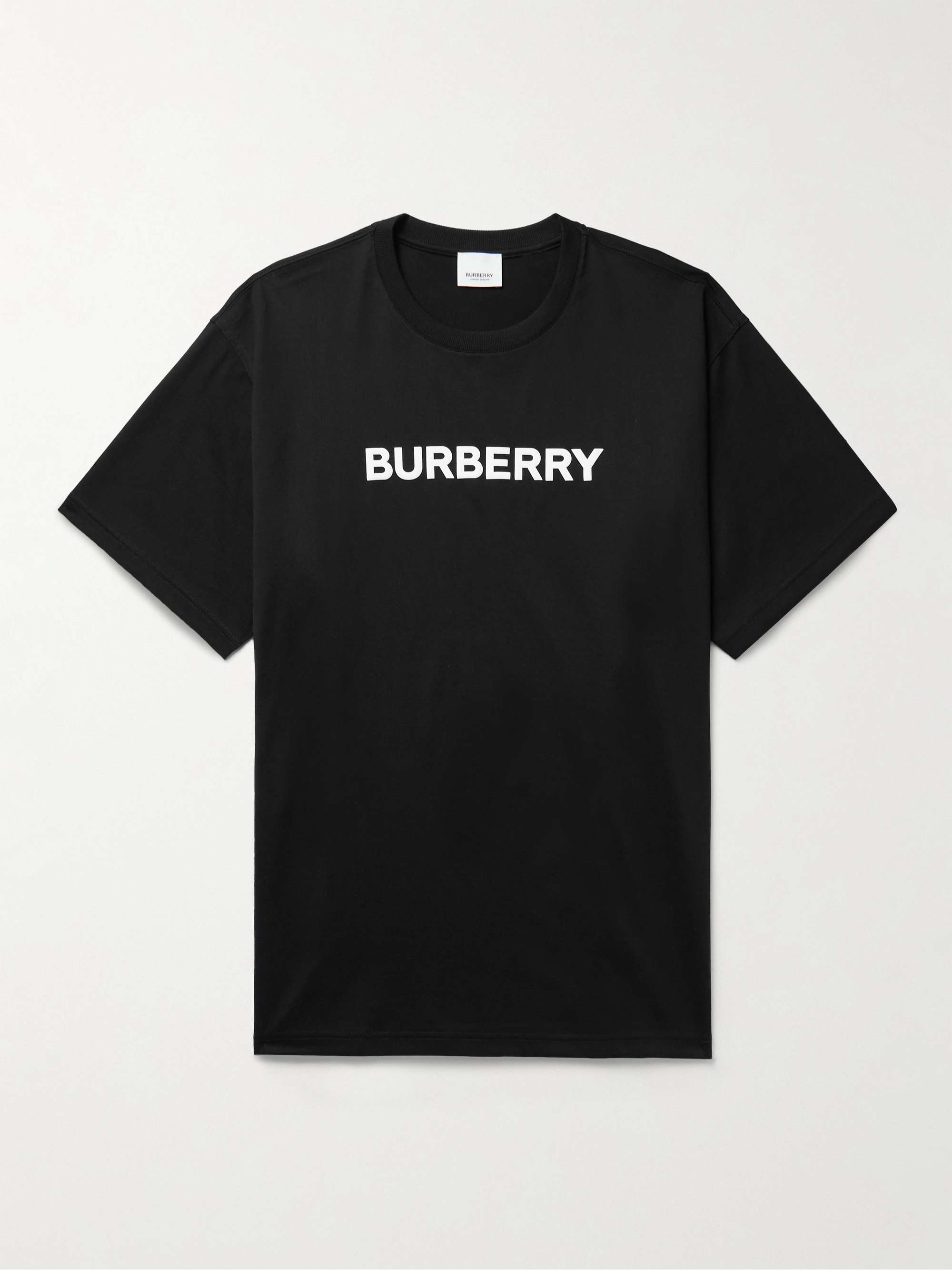 Black Oversized Logo-Print Cotton-Jersey T-Shirt | BURBERRY | MR PORTER