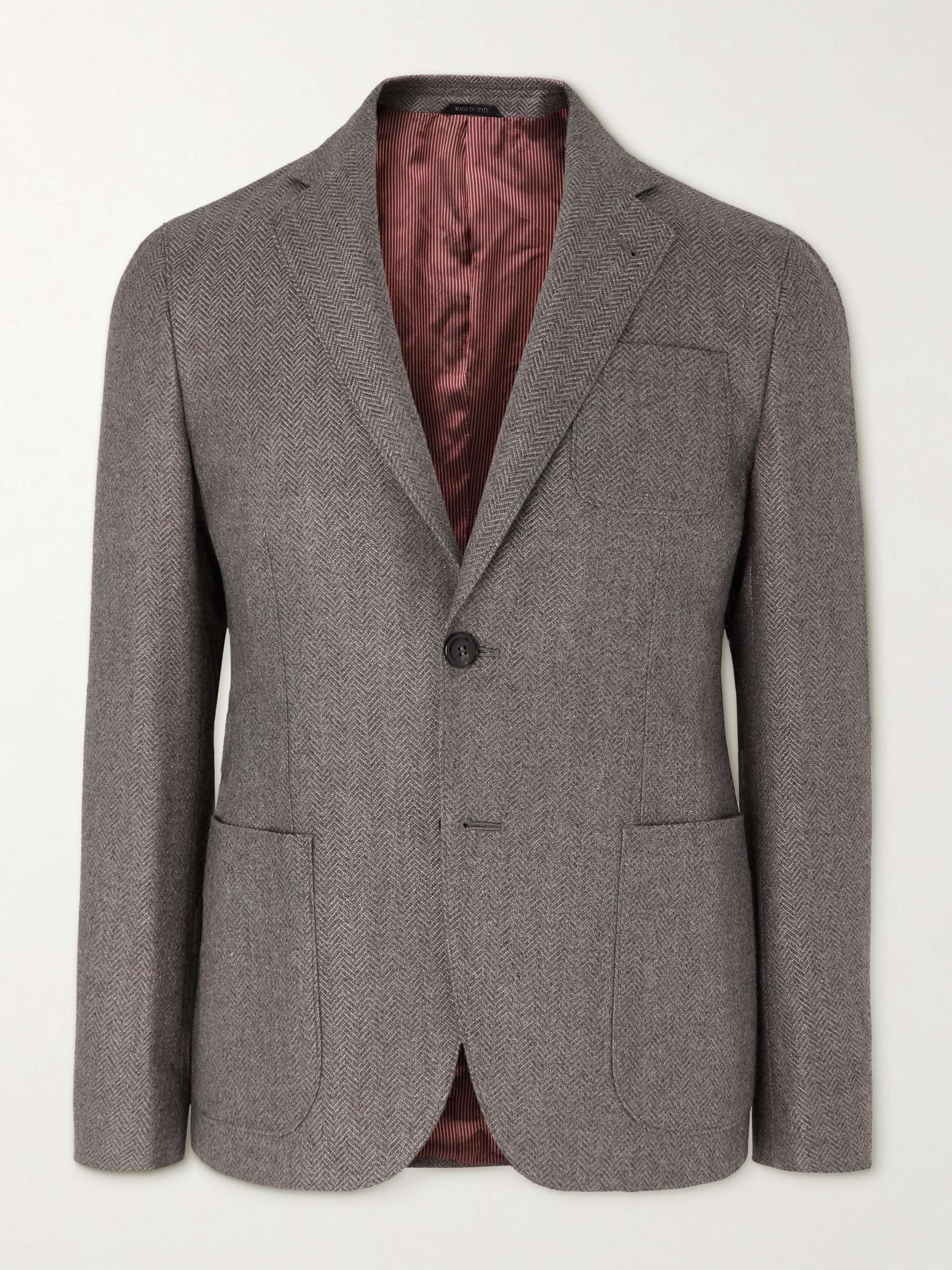 Gray Herringbone Cashmere and Silk-Blend Blazer | GIORGIO ARMANI | MR PORTER