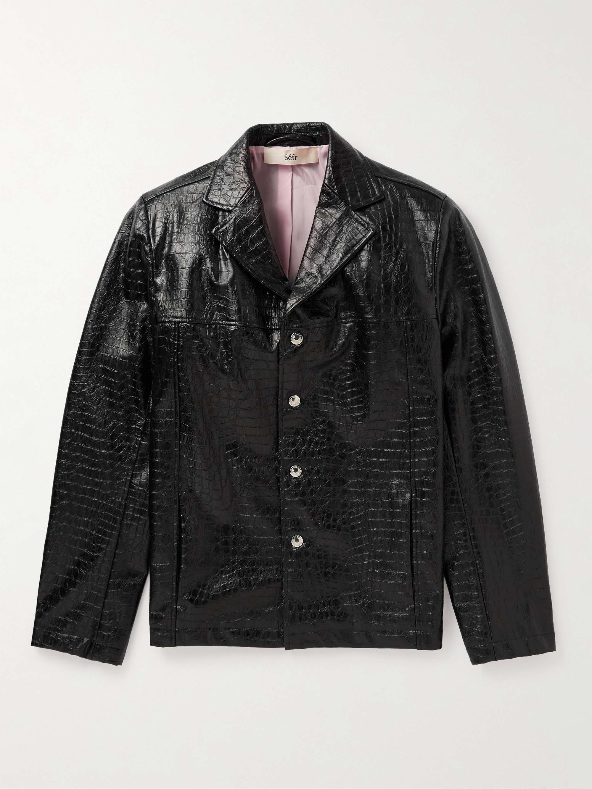 SÉFR Francis Croc-Effect Faux Leather Jacket for Men | MR PORTER