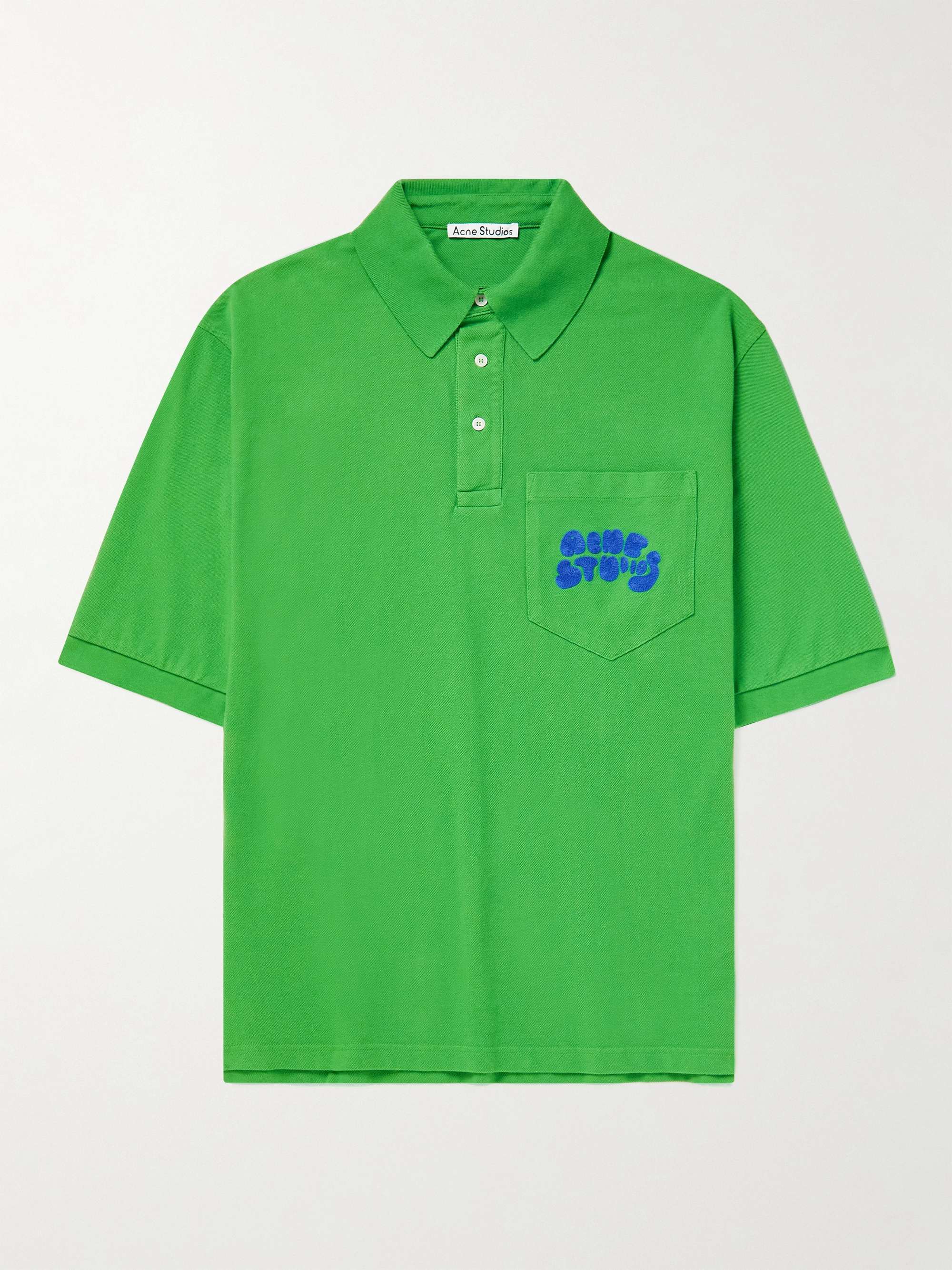 ACNE STUDIOS Exgo Ric Rac-Trimmed Cotton-Jersey Polo Shirt | MR PORTER