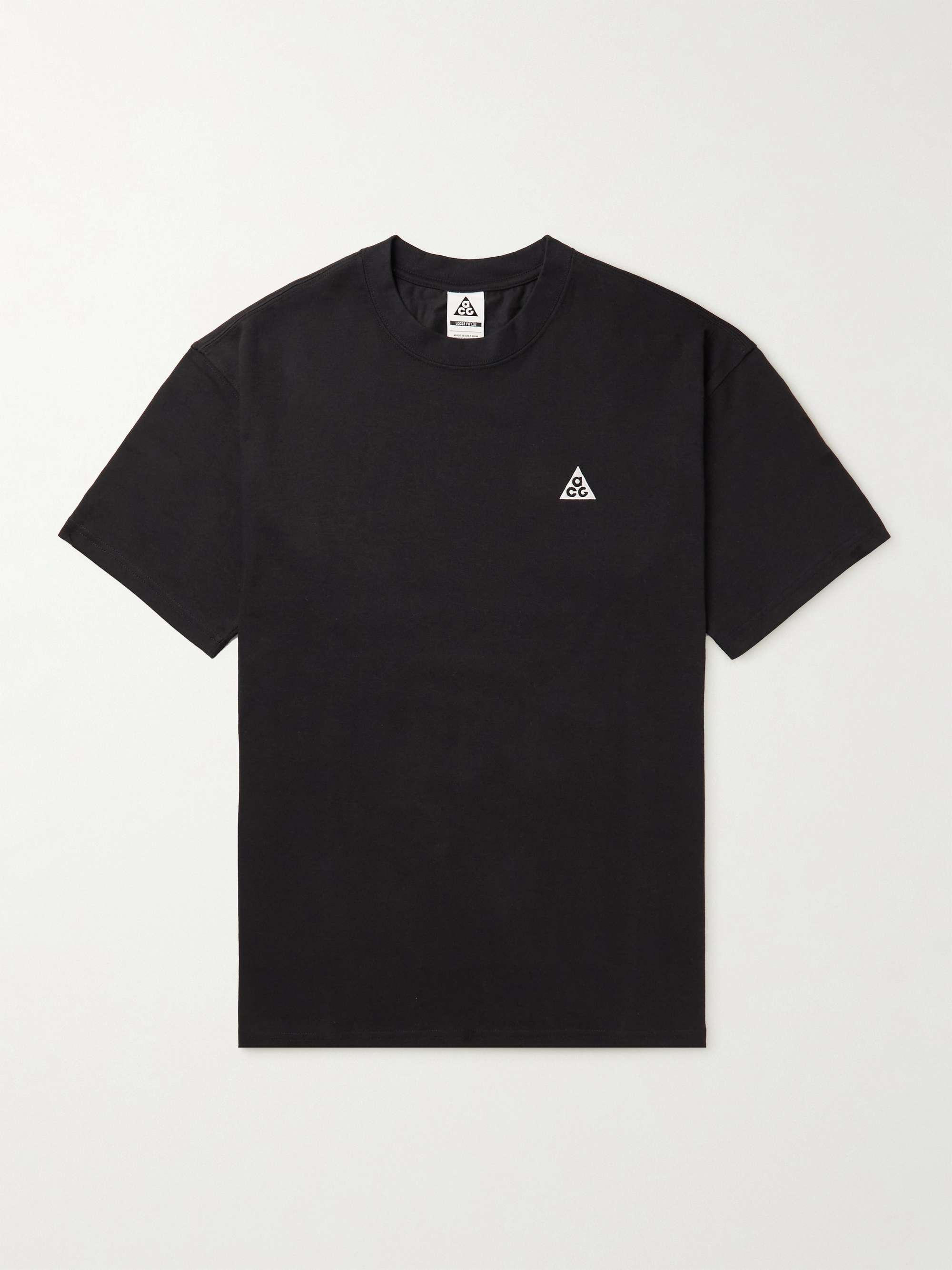 Black Embroidered Cotton-Jersey T-Shirt | NIKE | MR PORTER