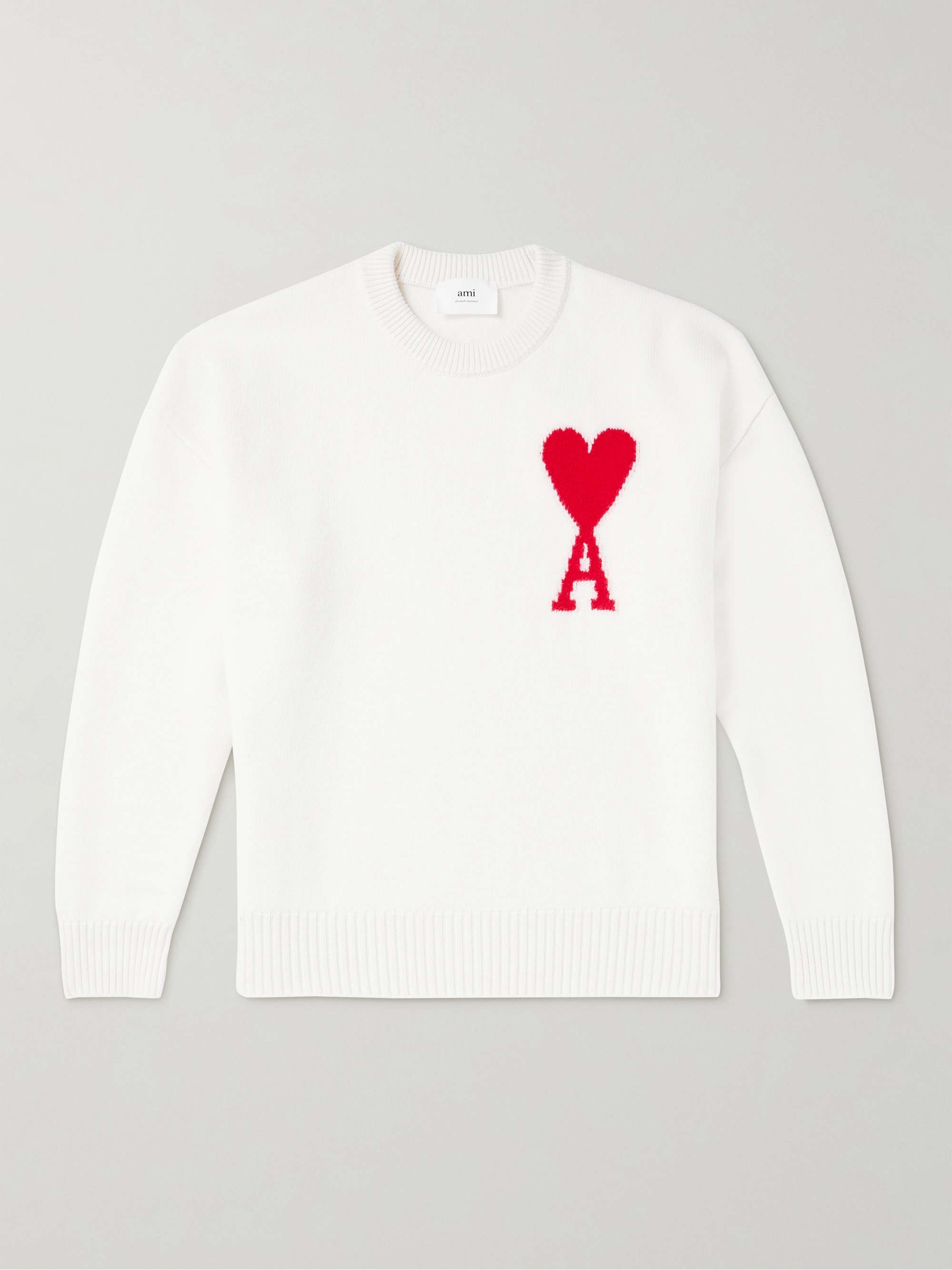 AMI PARIS Logo-Intarsia Virgin Wool Sweater | MR PORTER
