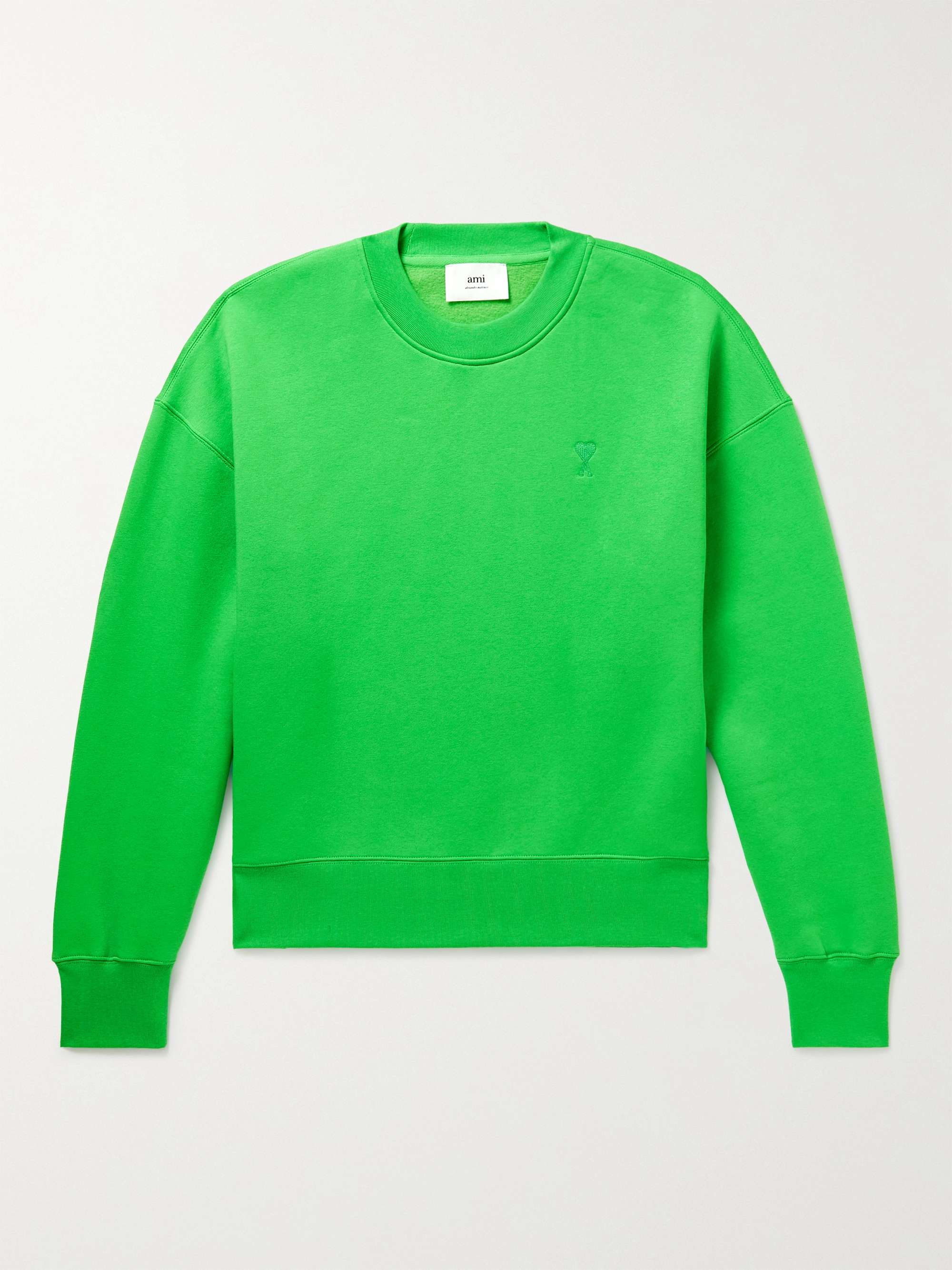 AMI PARIS Logo-Embroidered Cotton-Blend Jersey Sweatshirt for Men | MR  PORTER