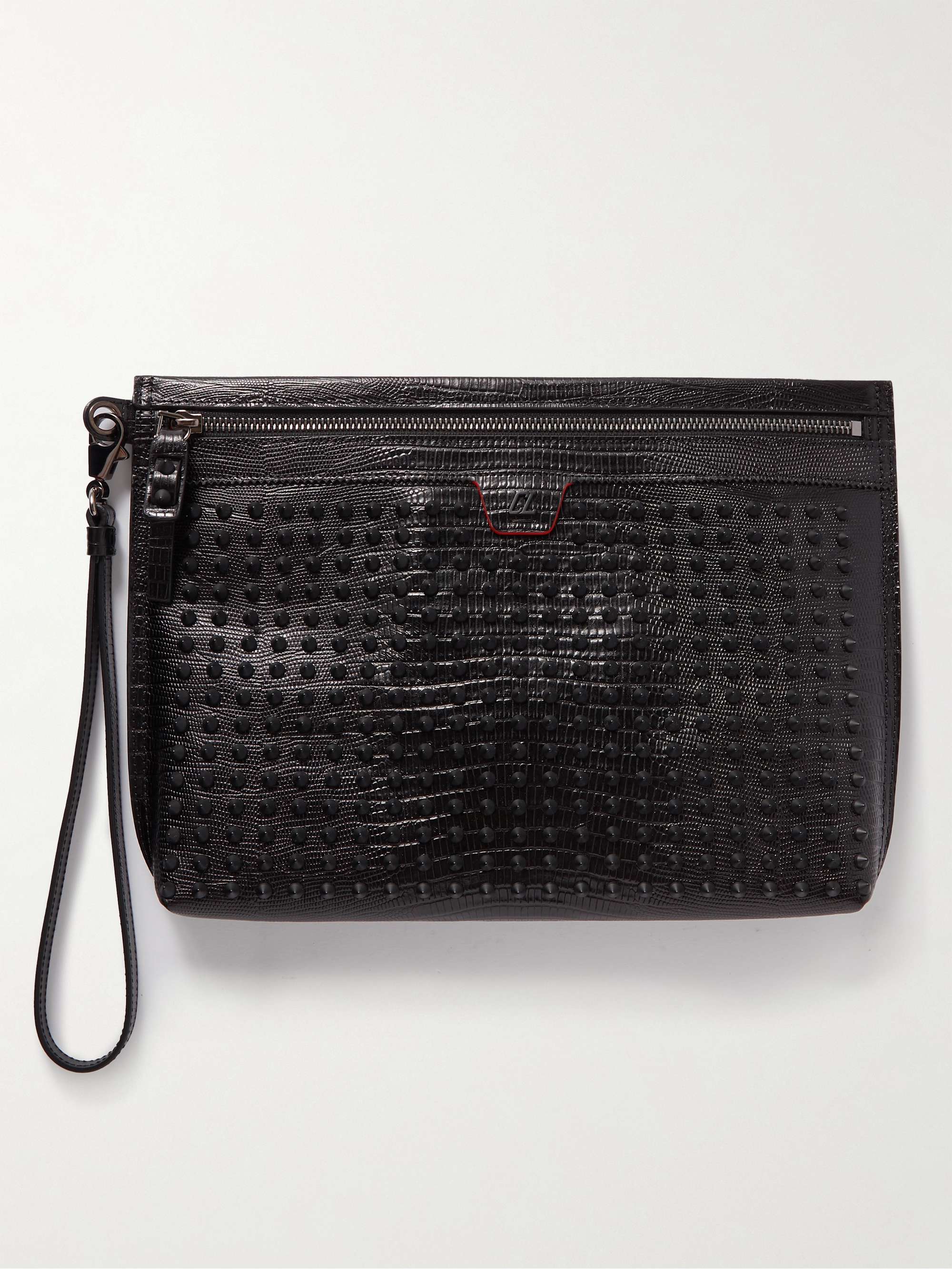 CHRISTIAN LOUBOUTIN City Spiked Croc-Effect Leather Pouch for Men | MR  PORTER