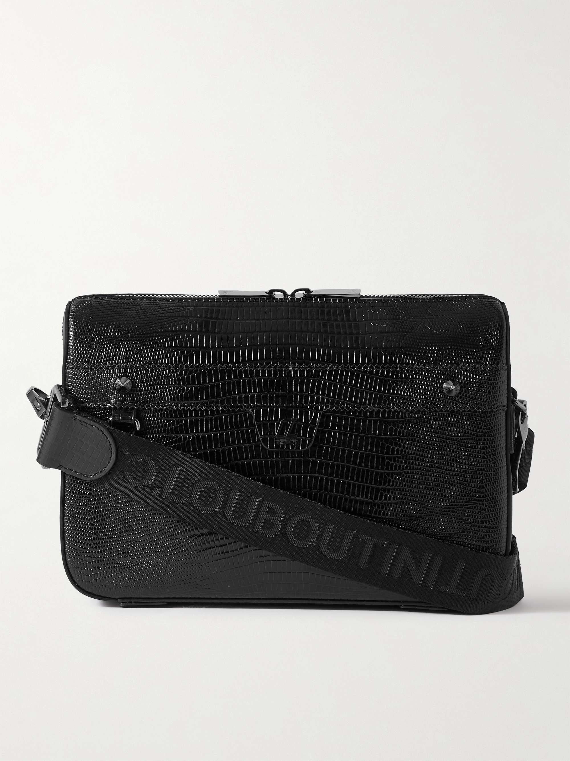 Christian Louboutin Ruisbuddy Leather Crossbody Bag In Black/ Loubi/ Black