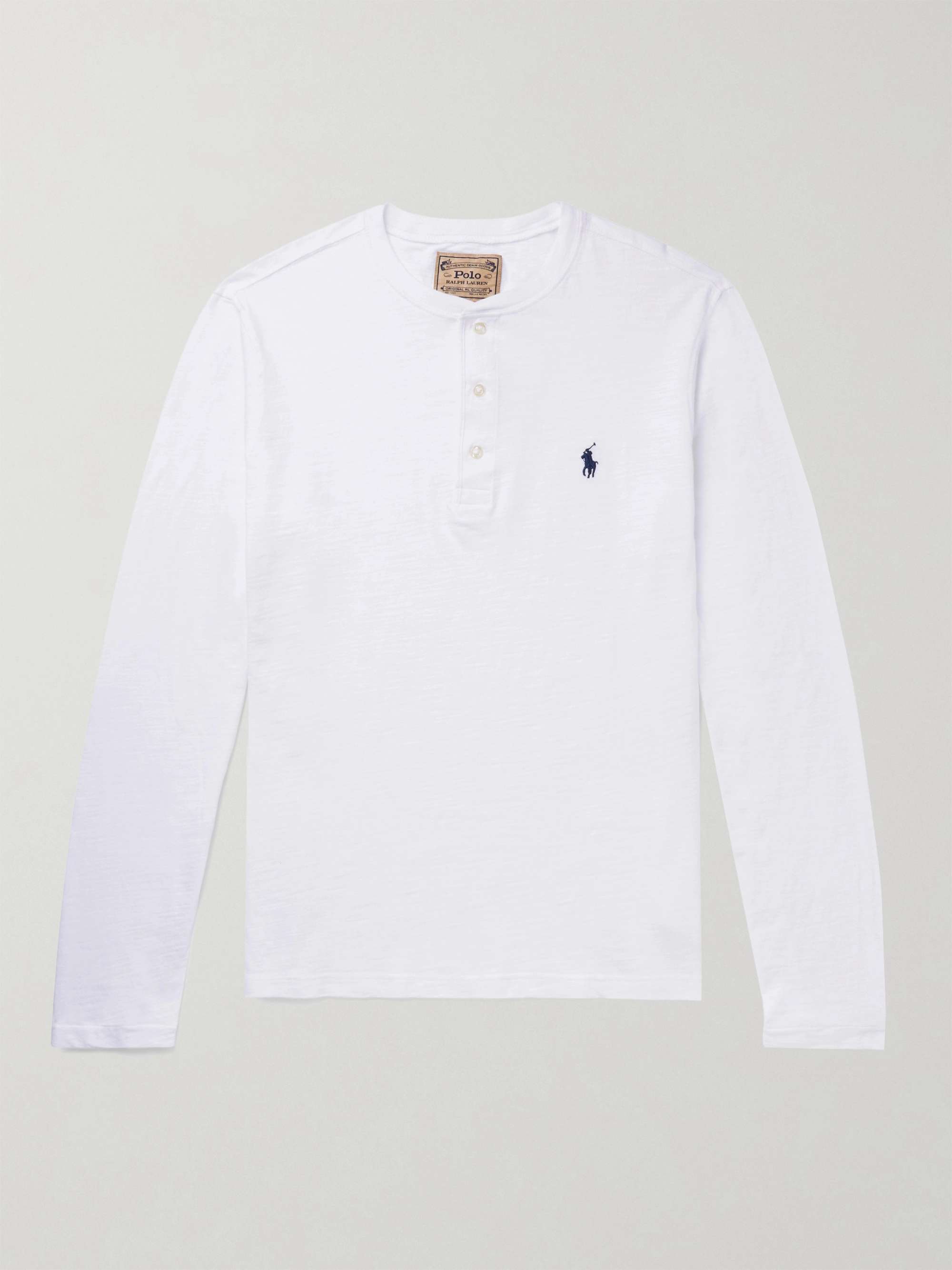 POLO RALPH LAUREN Logo-Embroidered Slub Cotton-Jersey Henley T-Shirt for  Men | MR PORTER