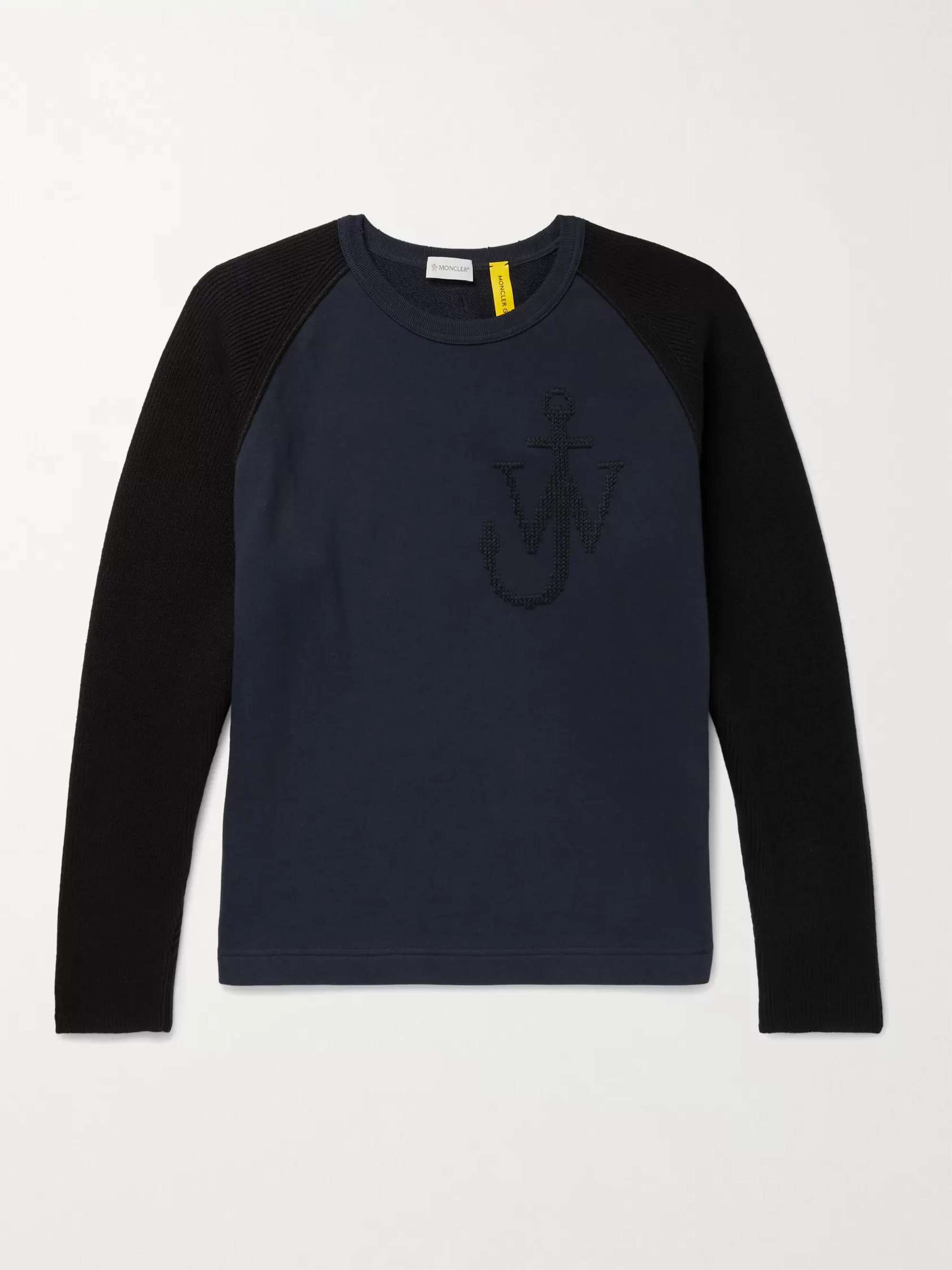 MONCLER GENIUS 1 Moncler JW Anderson Logo-Embroidered Virgin Wool and  Loopback Cotton-Jersey Sweatshirt | MR PORTER