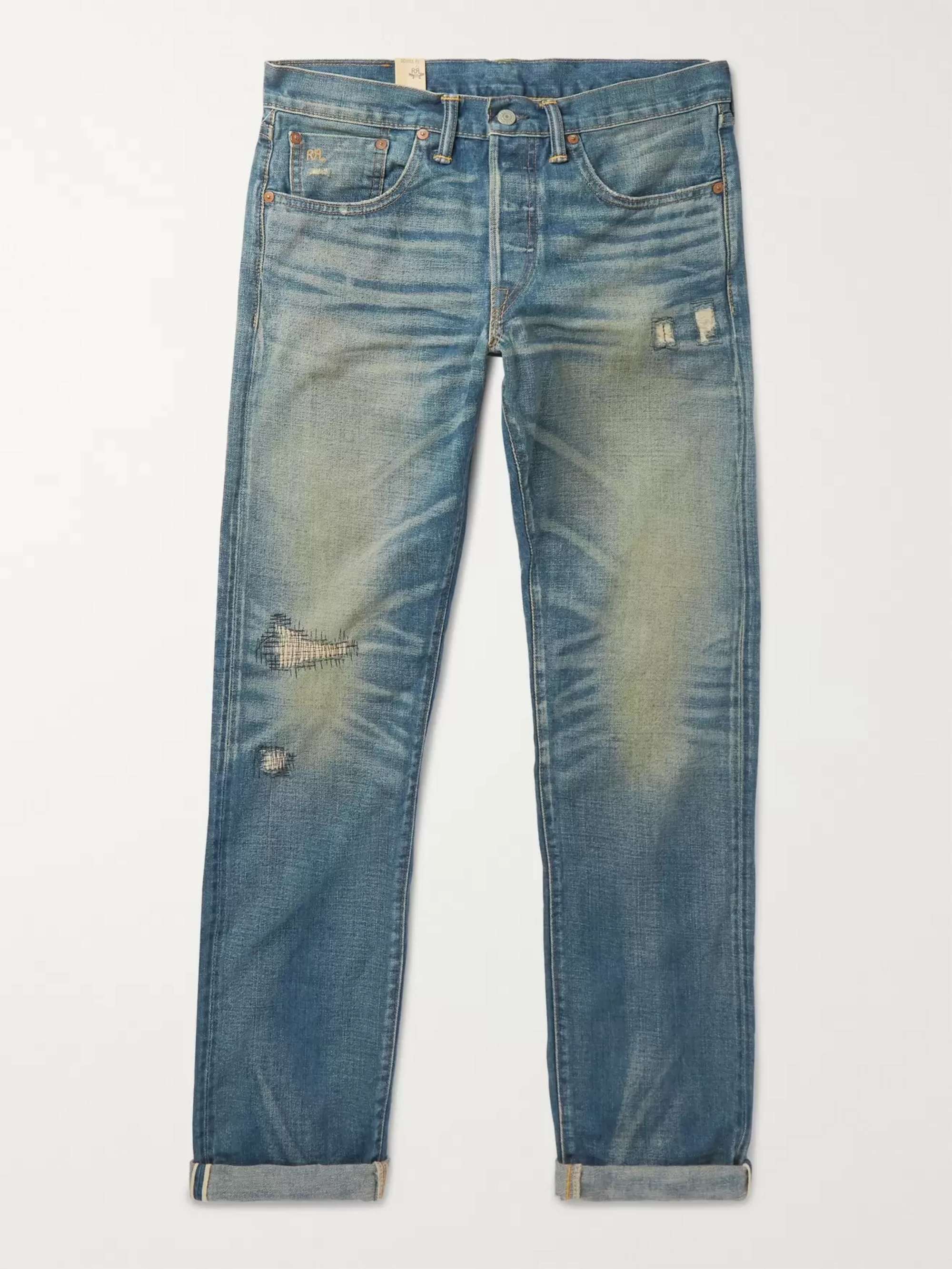 RRL Ridgway Slim-Fit Distressed Selvedge Denim Jeans | MR PORTER
