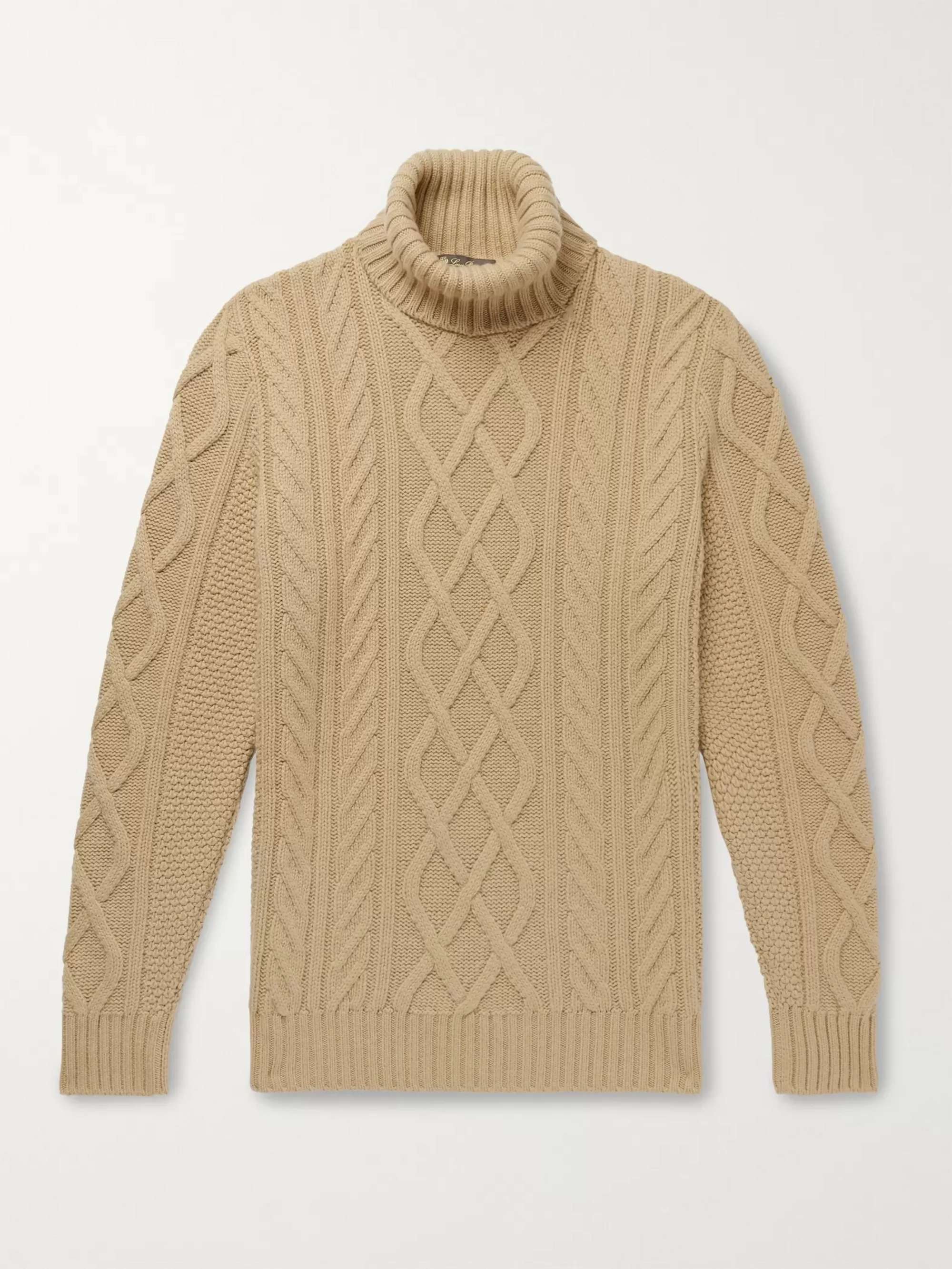 LORO PIANA Cable-Knit Baby Cashmere Rollneck Sweater for Men | MR PORTER