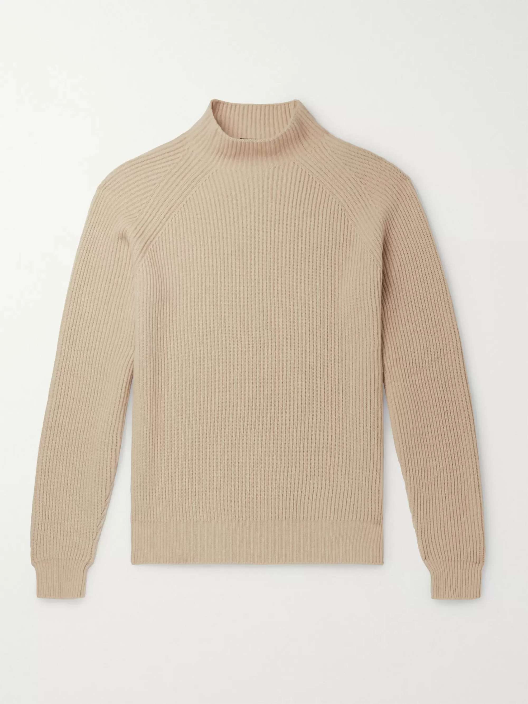 LORO PIANA Ribbed Baby Cashmere Mock-Neck Sweater for Men | MR PORTER