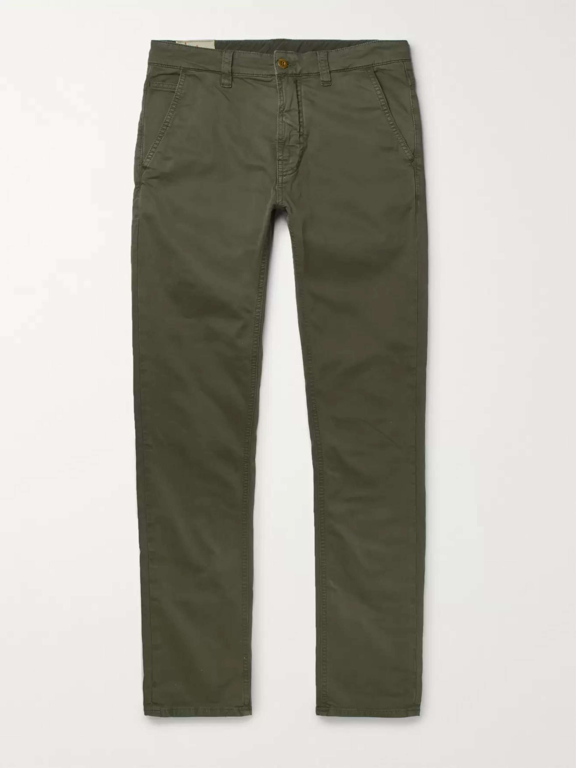 NUDIE JEANS Slim Adam Garment-Dyed Stretch Organic Cotton-Twill Trousers  for Men | MR PORTER