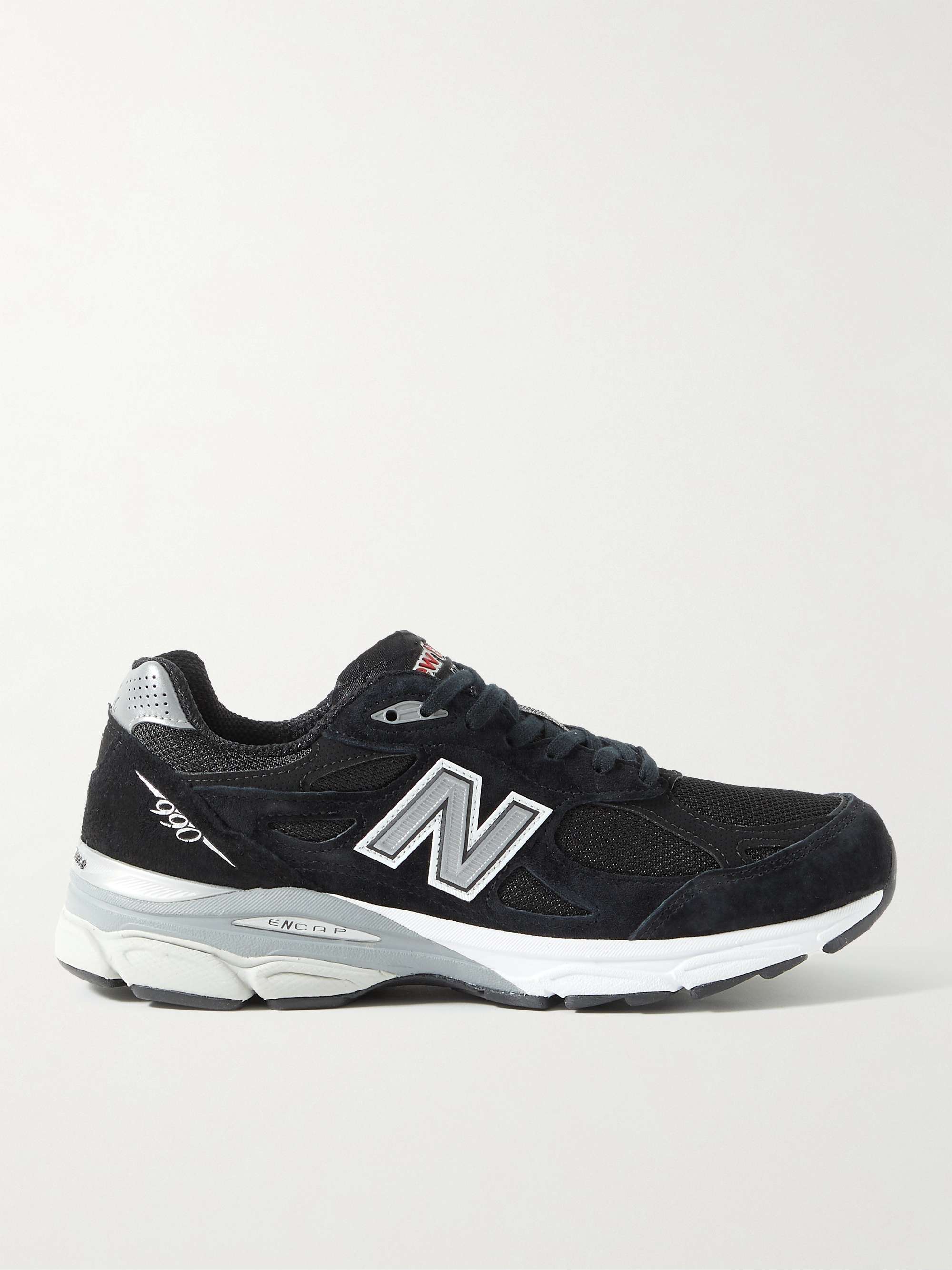 Black 990v3 Suede and Mesh Sneakers | NEW BALANCE | MR PORTER