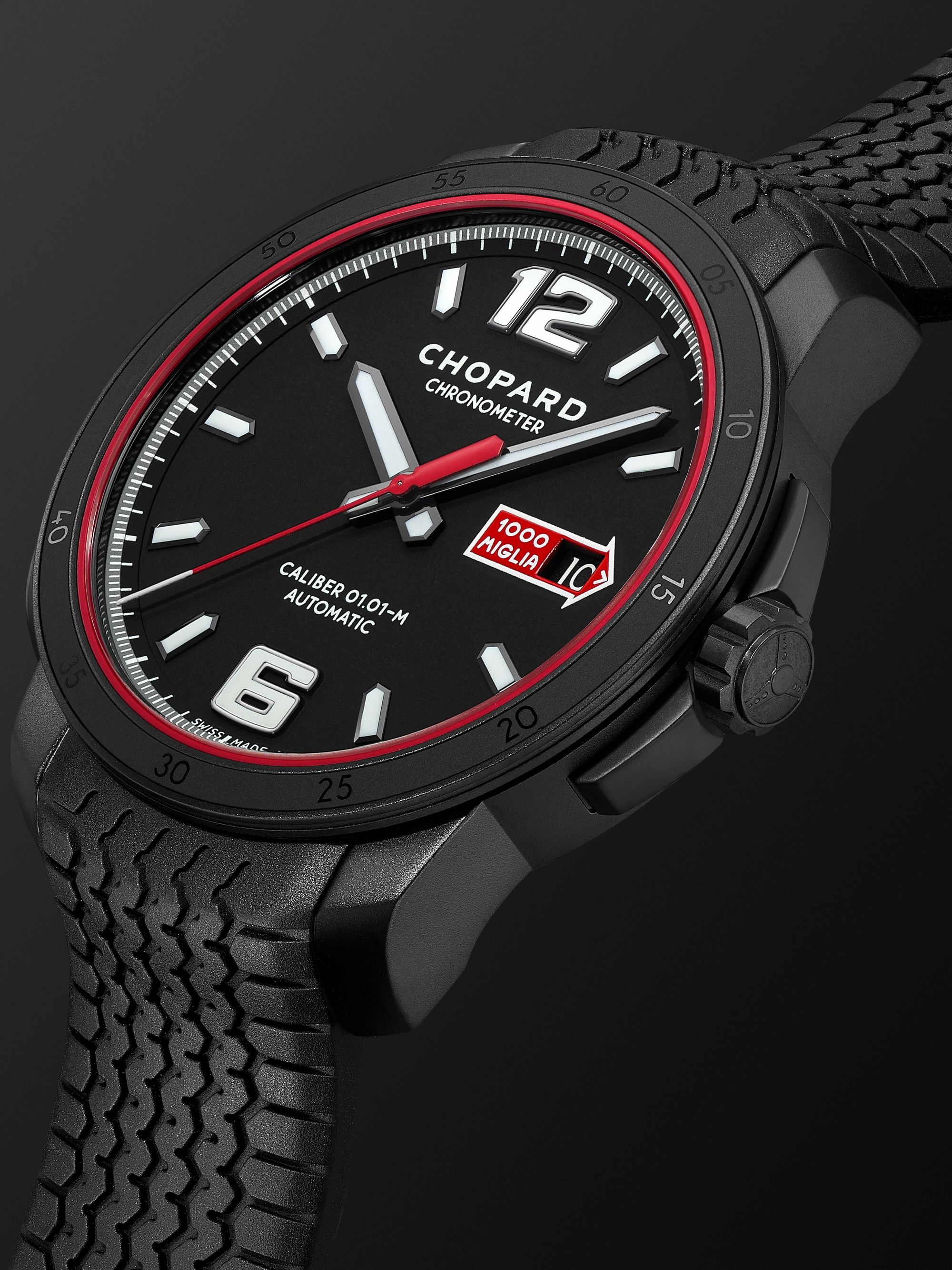 CHOPARD Mille Miglia GTS Speedblack Automatic Speed Limited Edition 43mm DLC-Coated Stainless Steel and Rubber Watch, Ref. No.