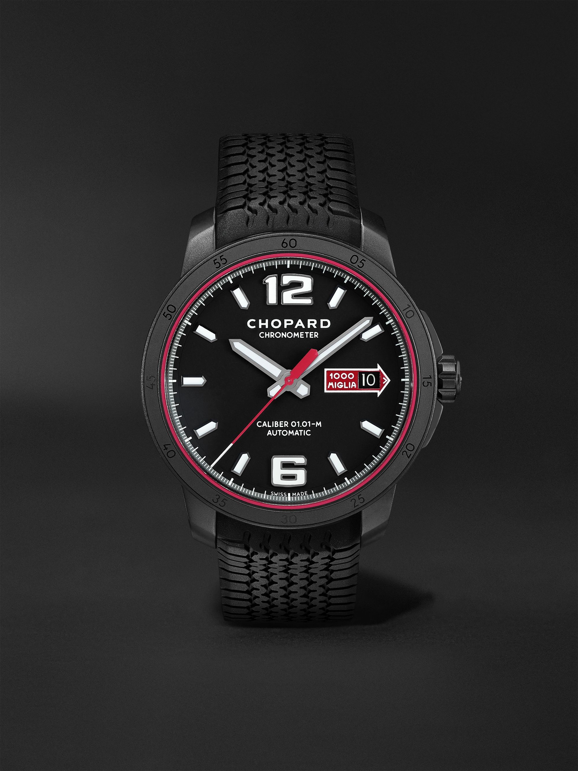 CHOPARD Mille Miglia GTS Speedblack Automatic Speed Limited Edition 43mm DLC-Coated Stainless Steel and Rubber Watch, Ref. No.