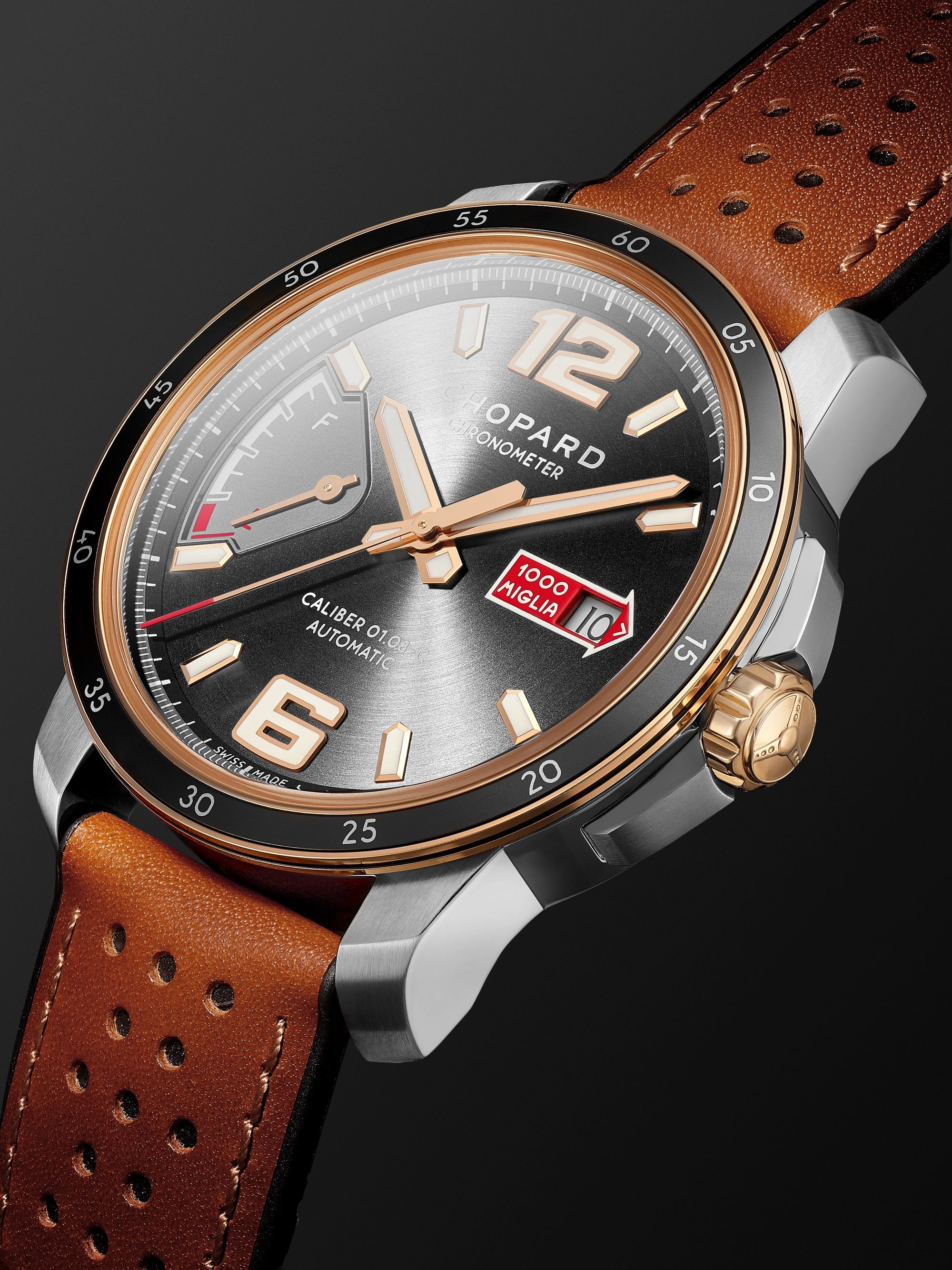 Gray Mille Miglia GTS Power Control Limited Edition Automatic 43mm,  18-Karat Rose Gold, Stainless Steel and Leather Watch, Ref. No. 168566-6001  | CHOPARD | MR PORTER