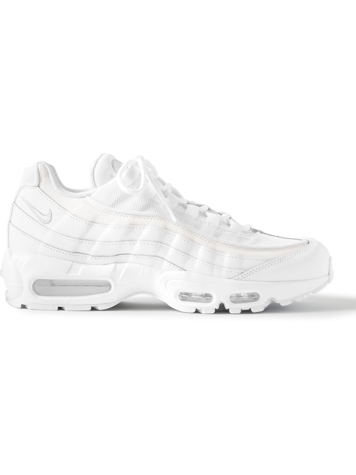 Nike Air Max 95 Essential Leather- And Suede-trimmed Mesh Sneakers In White  | ModeSens