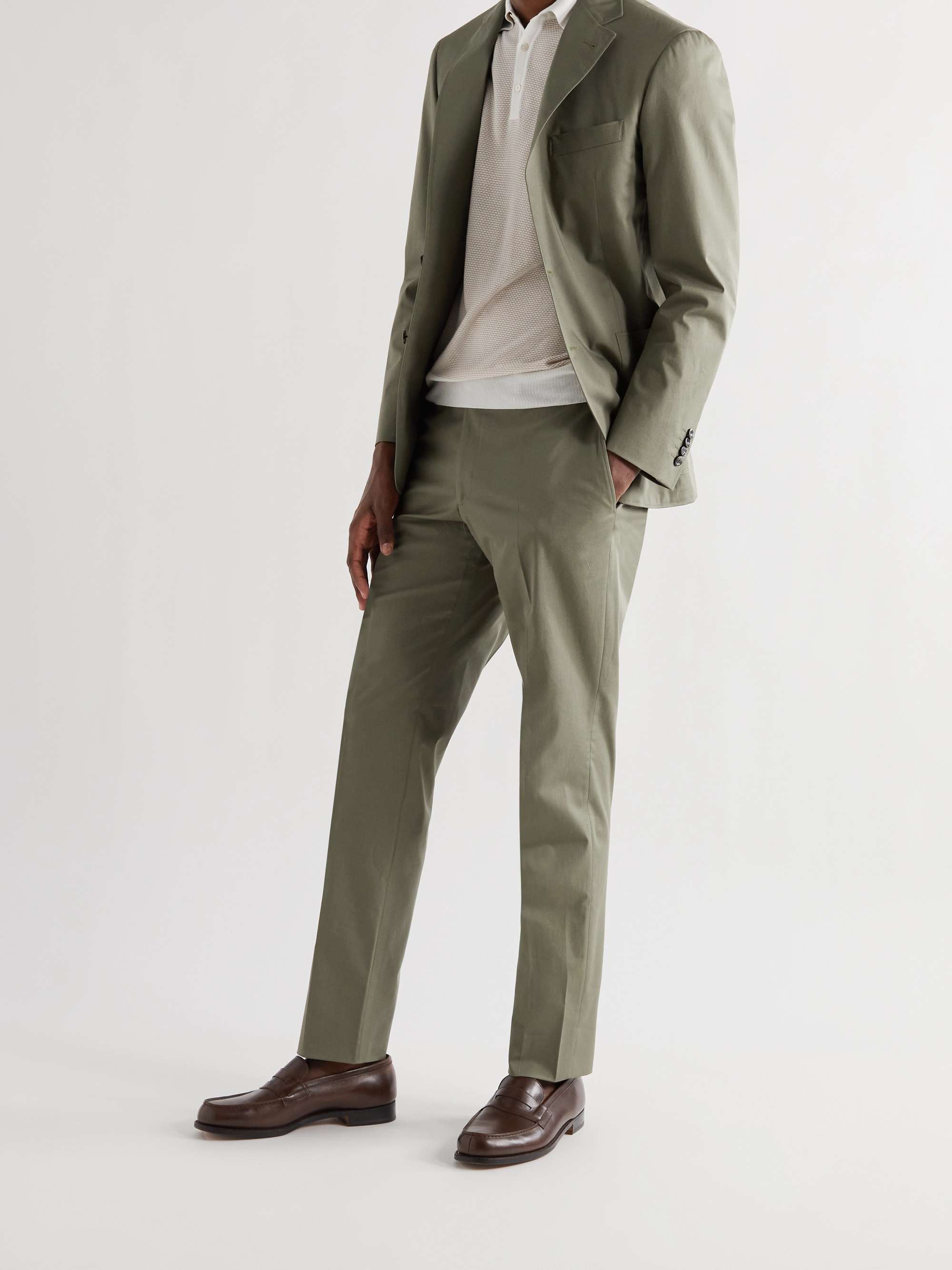 CANALI Kei Slim-Fit Tapered Stretch-Cotton Twill Suit Trousers for Men ...