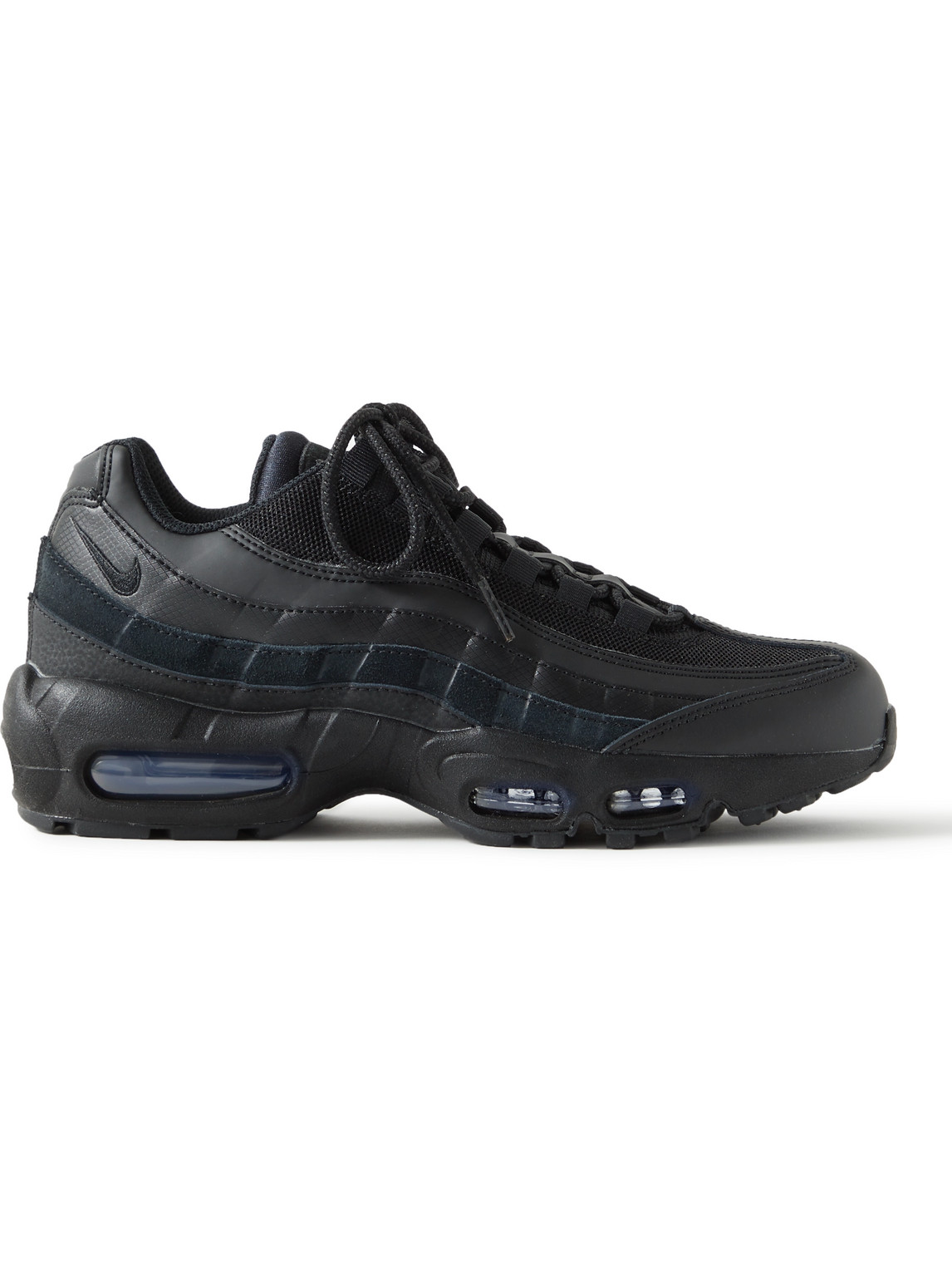 Nike Air Max 95 Essential Leather- And Suede-trimmed Mesh Sneakers In Black  | ModeSens