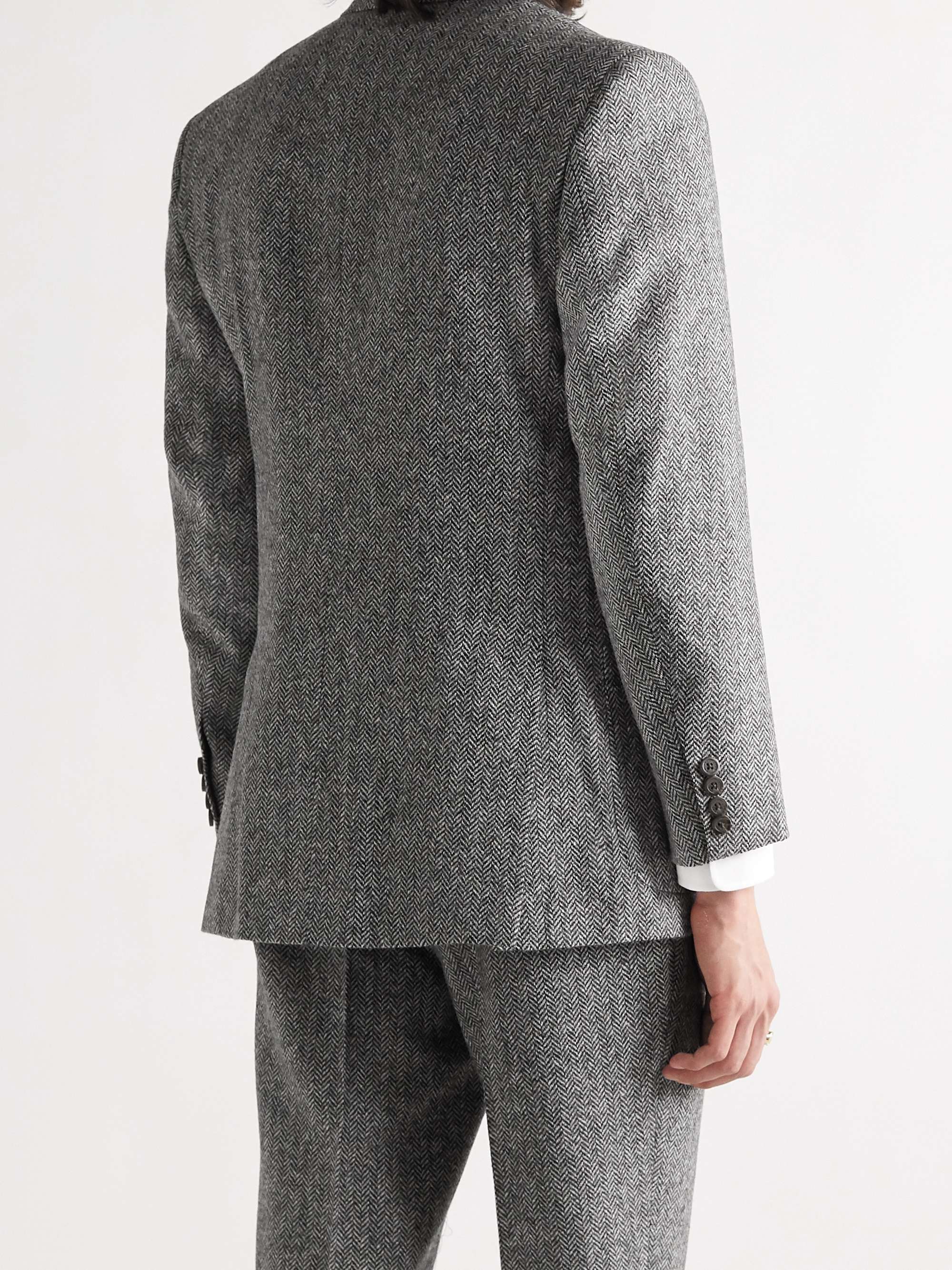 AIMÉ LEON DORE + Martin Greenfield Double-Breasted Herringbone Wool Suit  Jacket | MR PORTER