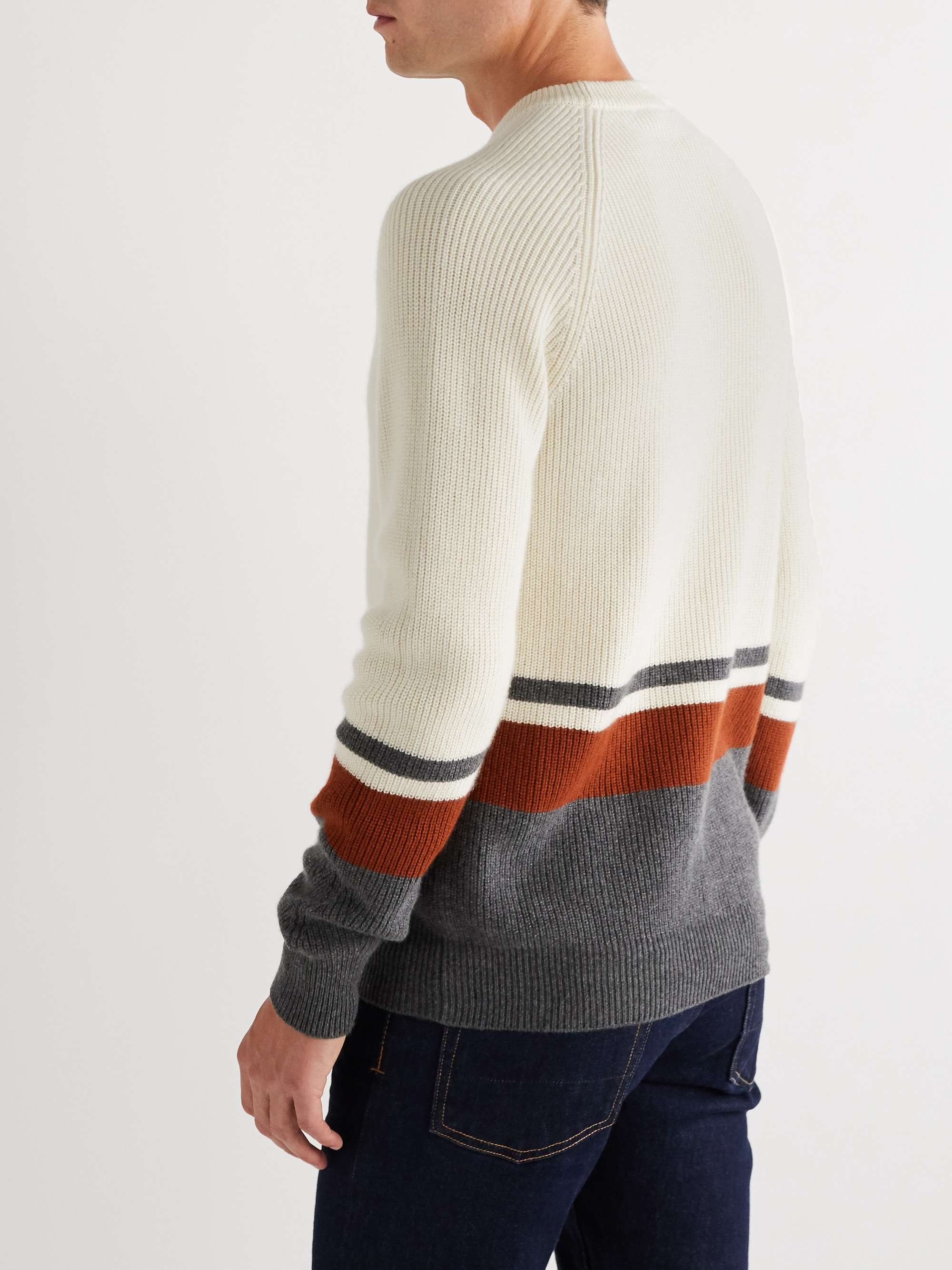 Cream Lexington Striped Ribbed Baby Cashmere Sweater | LORO PIANA | MR  PORTER