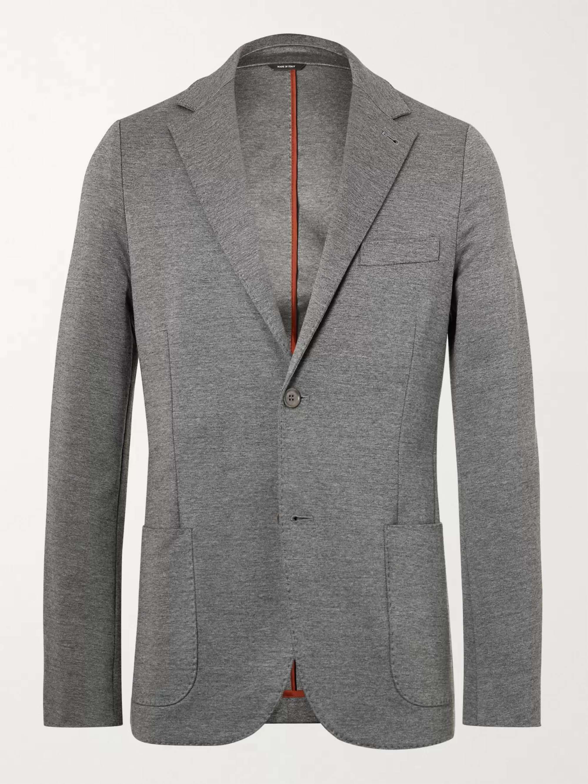 LORO PIANA Slim-Fit Unstructured Mélange Cotton-Blend Jersey Blazer for Men  | MR PORTER
