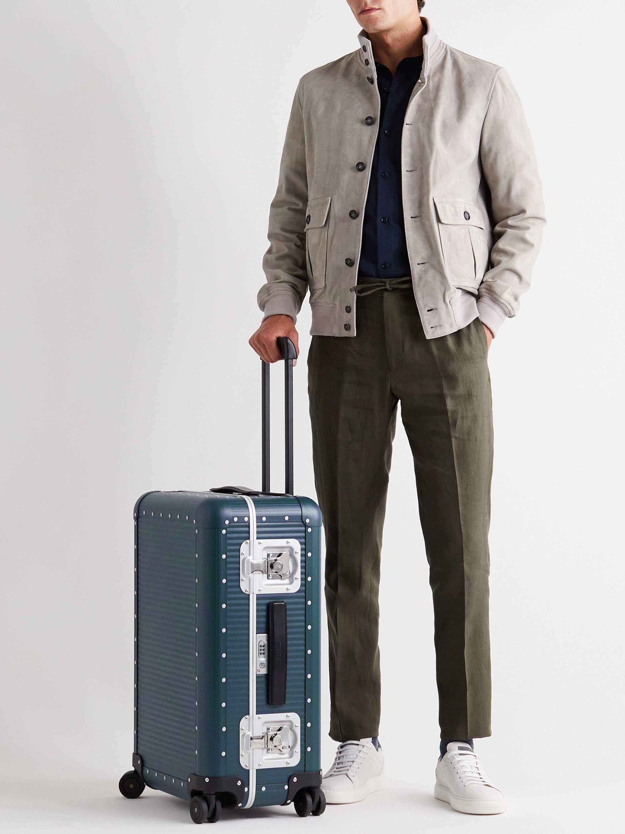 FPM MILANO Spinner 68cm Leather-Trimmed Aluminium Suitcase | MR PORTER